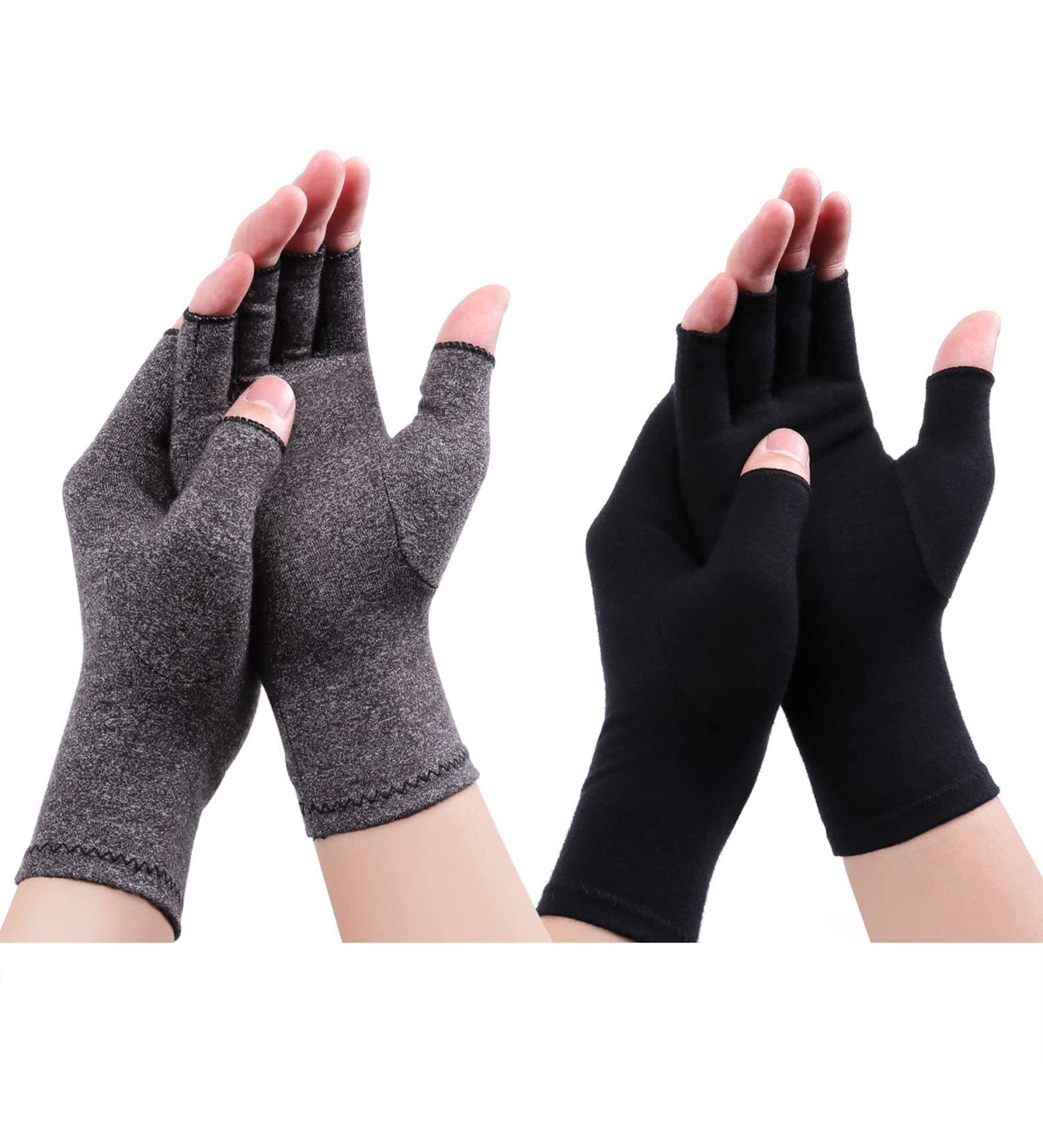 Compression Rheumatoid Arthritis Gloves - Joint Pain Relief Hand Warmth Mittens for Carpal Tunnel - Unisex (Black/Gray) - Buy Online on GoSupps.com