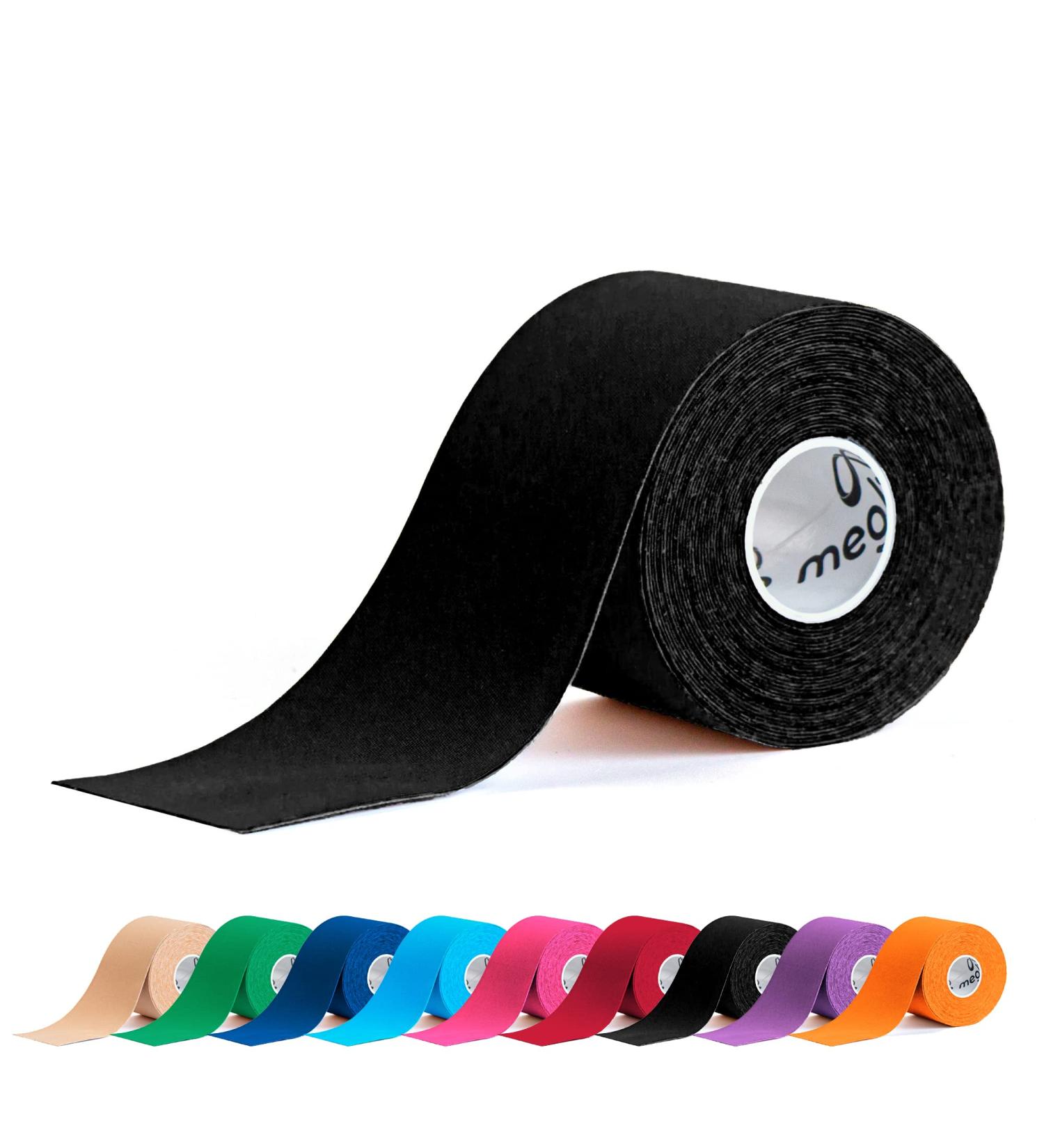 Meglio Kinesiology Tape - 5m Roll for Muscle Support & Injury Recovery - Therapeutic, Hypoallergenic, Waterproof - Black - Buy Online on GoSupps.com