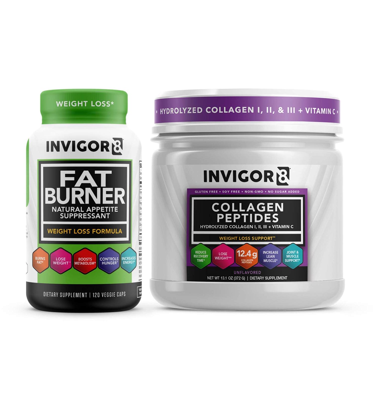 INVIGOR8 Fat Burner: Garcinia Weight Loss Supplement with Collagen Peptides & Vitamin C - Buy Online on GoSupps.com