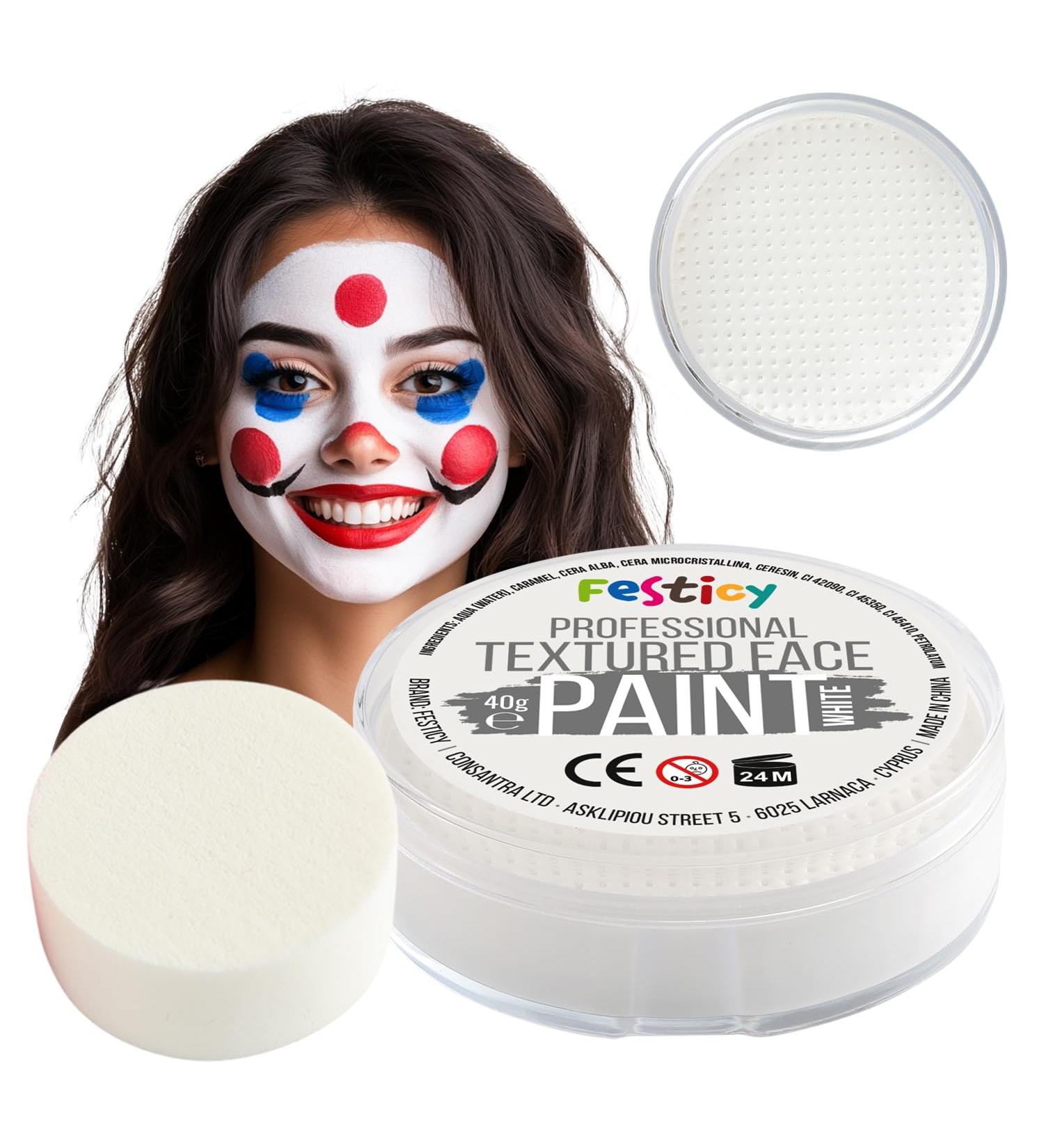  Festicy Festicy Professional theatre makeup white 40 g with mushrooms | Carnival makeup 2025 EN 71-3 & REACH | White makeup for at l - Buy Online on GoSupps.com