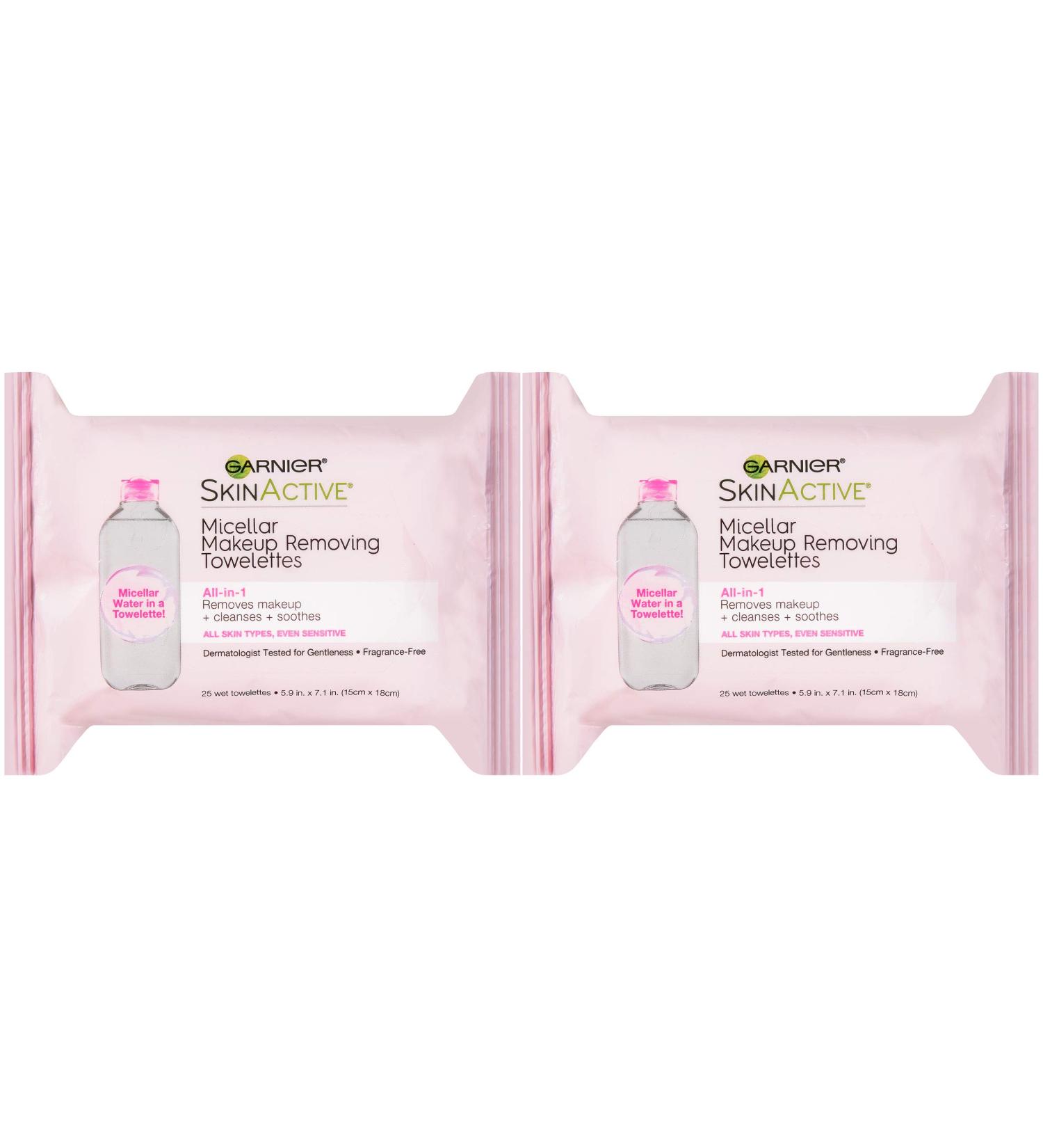 Garnier SkinActive Micellar Makeup Removing Towelettes - All-in-1 Cleansing, 25 Count - Buy Online on GoSupps.com