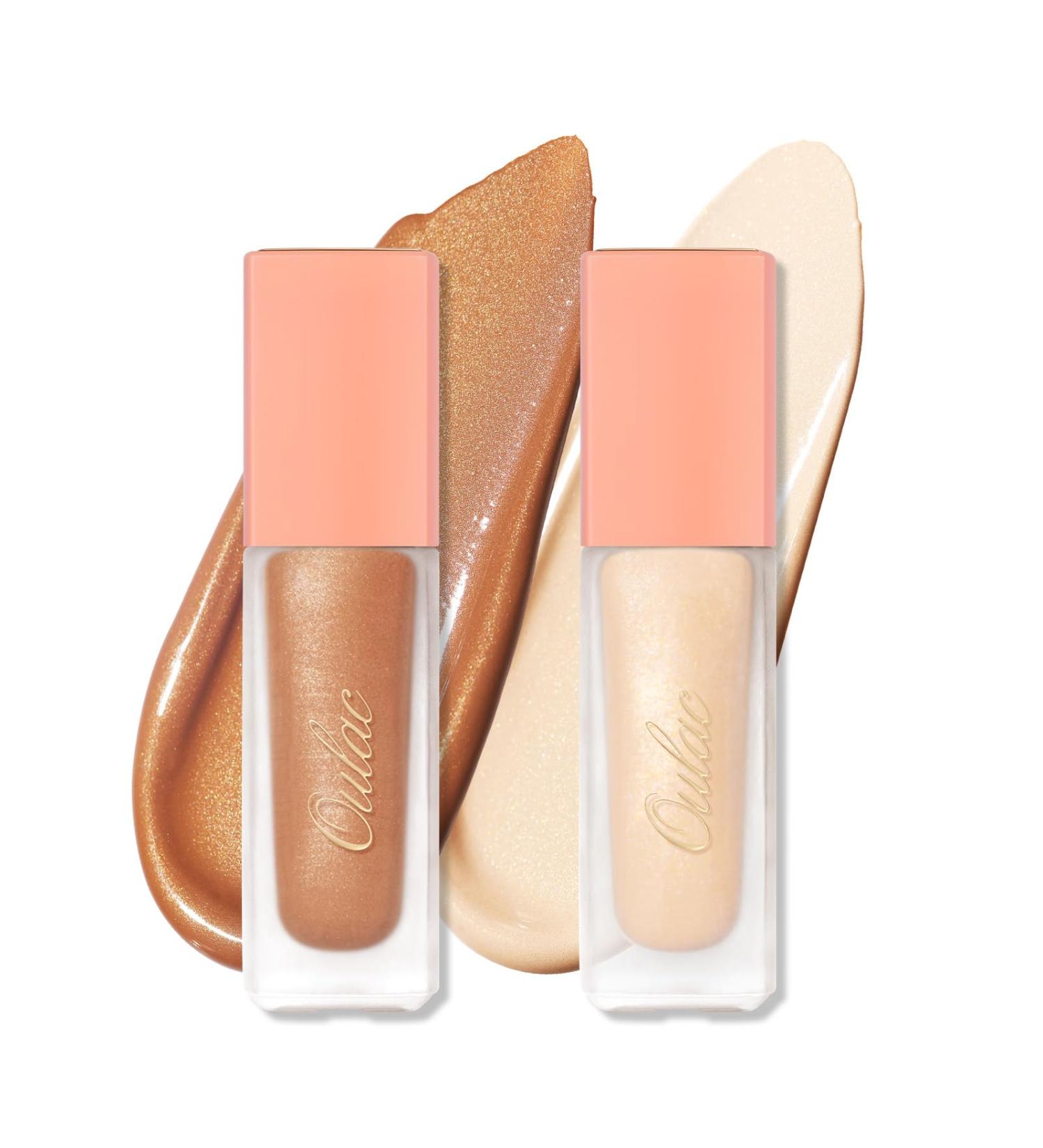 Oulac Liquid Eyeshadow Satin Finish - Multi-Use Eyeshadow Eye Primer Bronzer | Blendable Smooth Eye Make-up Crease-Resistant Non-Greasy Vegan (SA01/SA02) (Sa01)sand/(Sa02)cream - Buy Online on GoSupps.com
