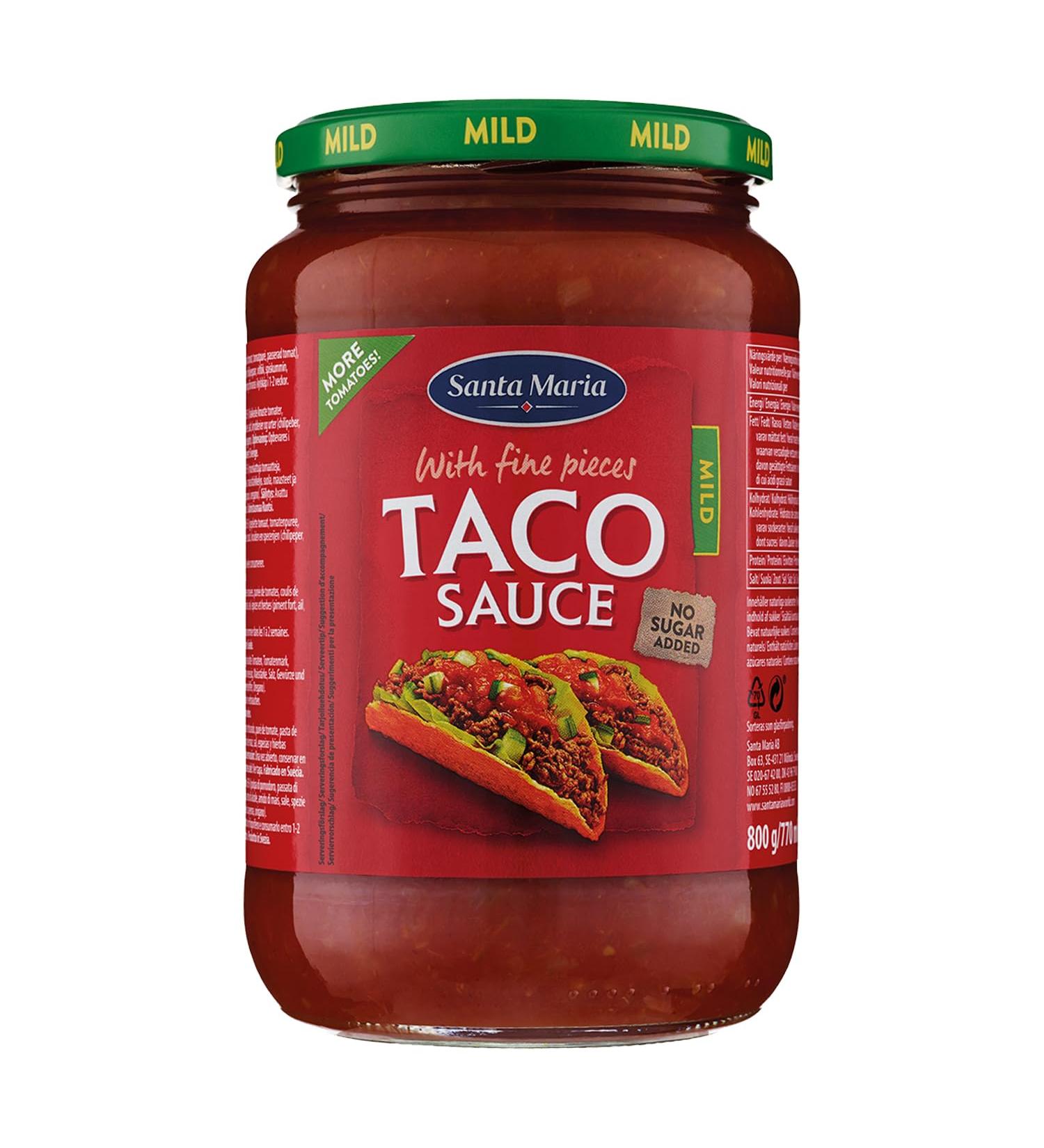 Santa Maria Santa Maria Taco Sauce Medium Spicy Mexican Taco Sauce to enhance meat fish or vegetarian tacos Tomato-Based No Added Zucchini 800g Glass Jar