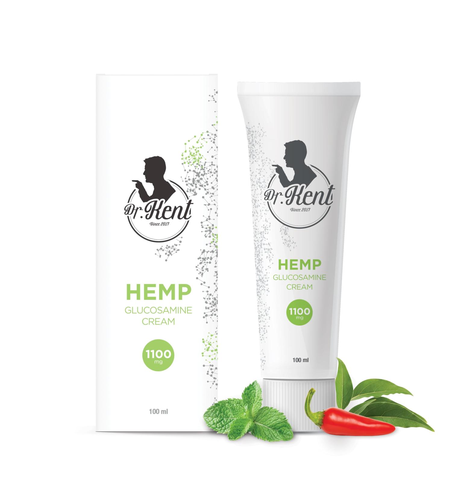 DR. KENT Premium Hemp Glucosamine Cream - 1100mg Hemp Extract for Joint Neck & Back Relief - Advanced Relaxation for Pain Relief - Buy Online on GoSupps.com