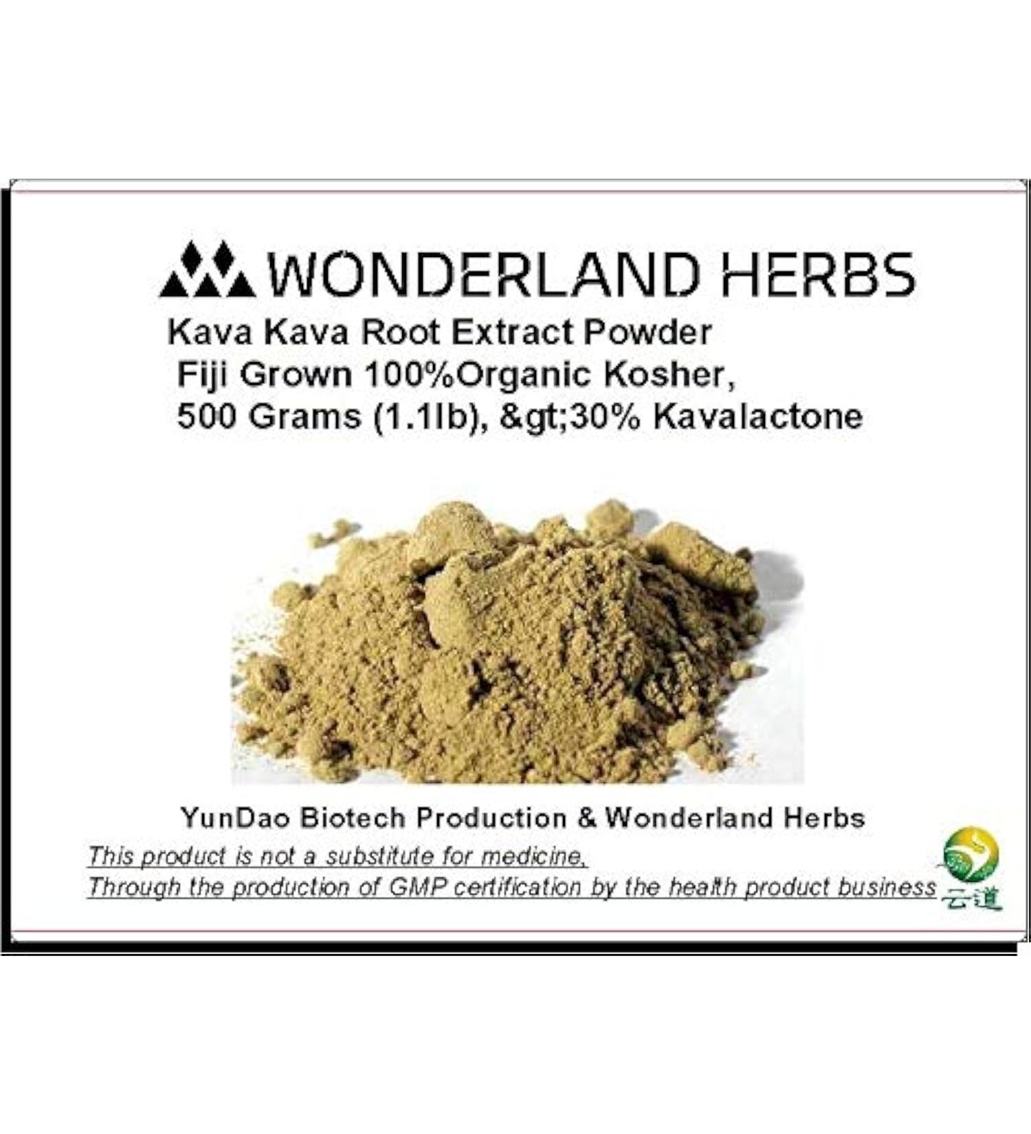 WonderLand Herbs Kava Kava Root Extract Powder Fiji Grown 100% Organic Kosher 500 Grams (1.1lb) 30% Kavalactone - Buy Online on GoSupps.com