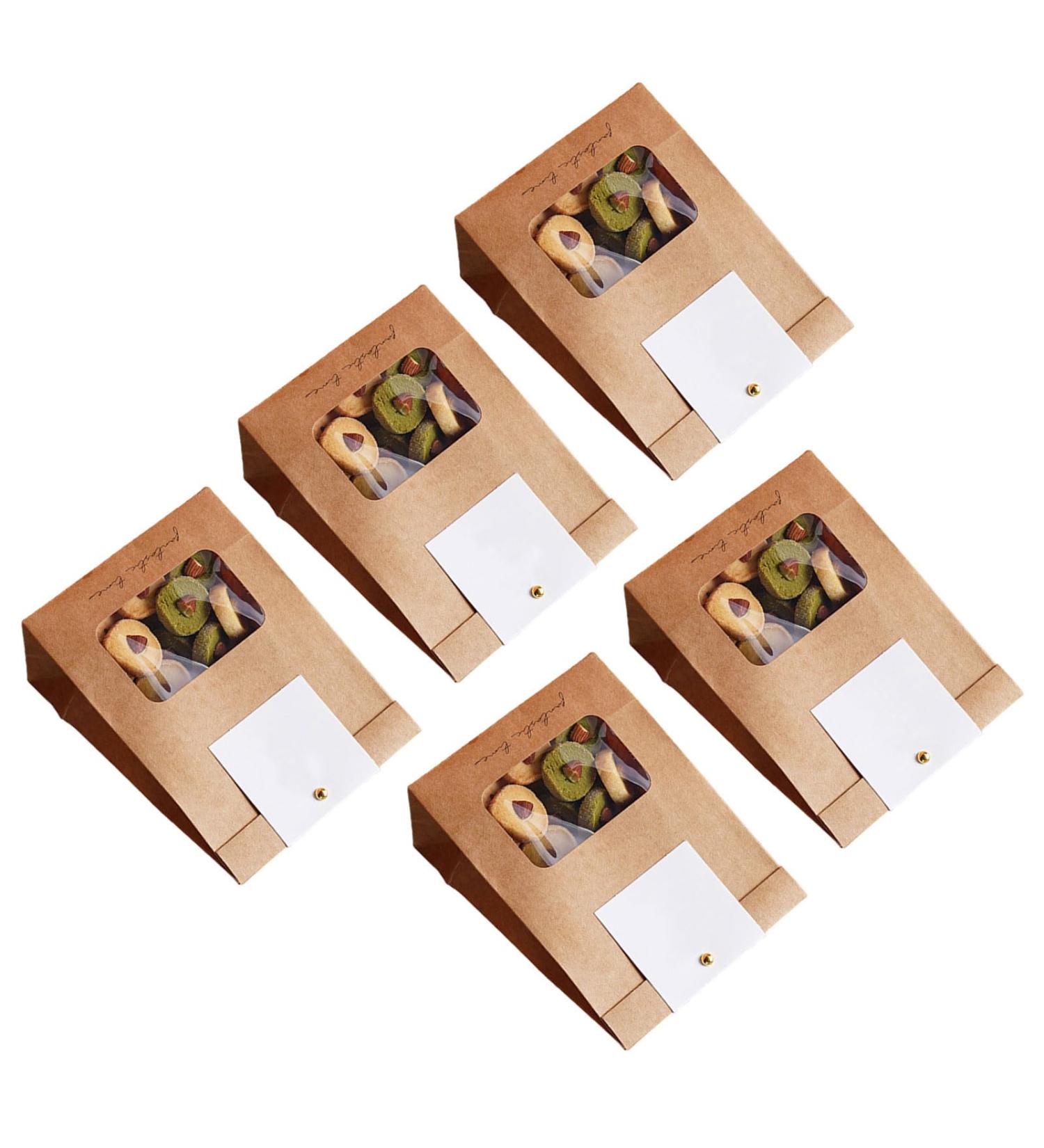 Pack Of 50 Practical Paper Bags Cookie Package Bag With Window Convenient Packaging Bag For Baking Food Parties Supplies Clear Window Packaging Bag - Buy Online on GoSupps.com