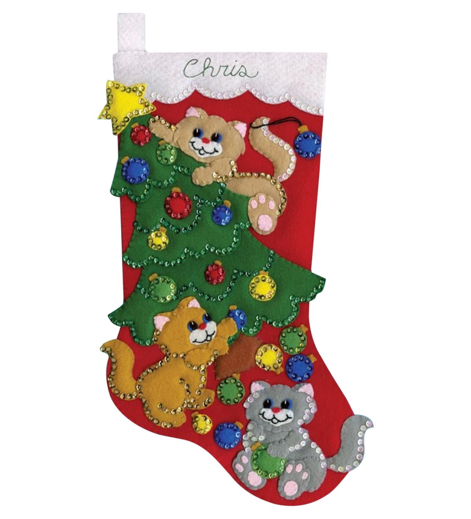 Tobin Decorating Kittens Felt Stocking Kit - Multi | Fun DIY Christmas Craft Kit - Buy Online on GoSupps.com
