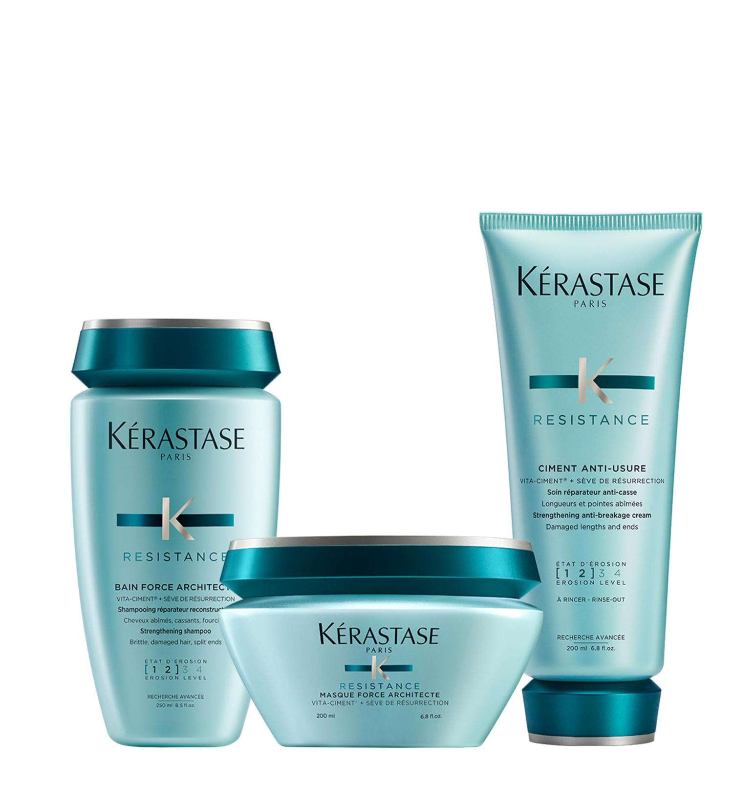 K rastase Resistance 3-Step Routine for Damaged Hair Contains Strengthening Shampoo Hair Mask & Heat Protecting Milk - Buy Online on GoSupps.com