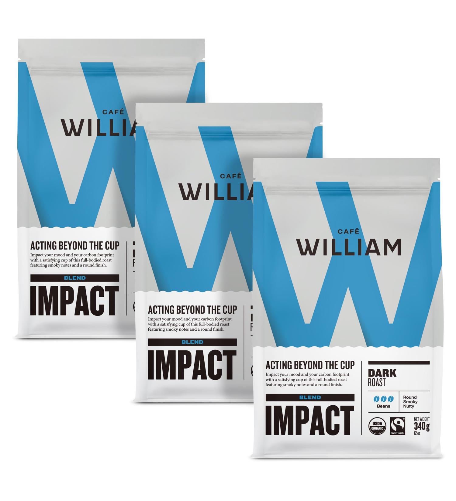 Organic Whole Bean Coffee | Specialty Grade Certified Fair Trade Drip V60 Pour Over Filter | Caf William Sustainably Roasted in Canada - Impact 340.00 g (Pack of 3) Impact 340 g (Pack of 3) - Buy Online on GoSupps.com