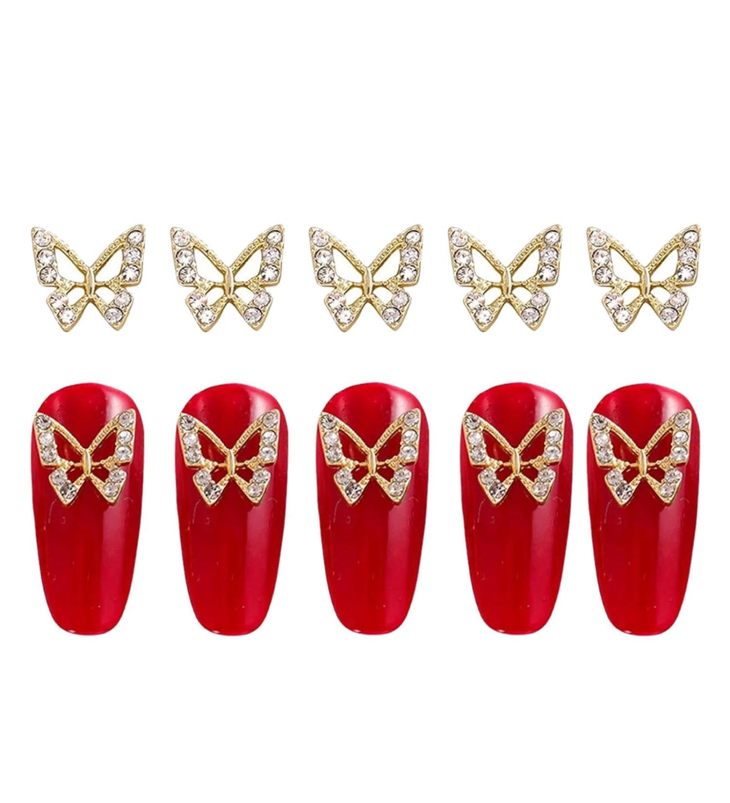 3D Nail Charm - Butterflies Shiny Supplies Char Manicure Jewelry Decorations For Crafts Decorations Clothes Shoes Gold - Buy Online on GoSupps.com
