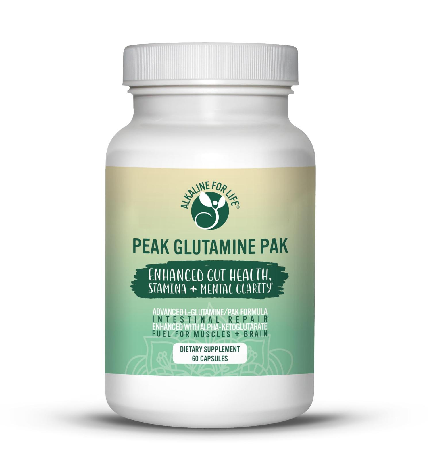 Peak Glutamine PAK 60 Capsules L Glutamine with pyridoxal Alpha-ketoglutarate to efficiently Recycle L-glutamine for Optimal Gut Health Benefit 60 Count (Pack of 1)