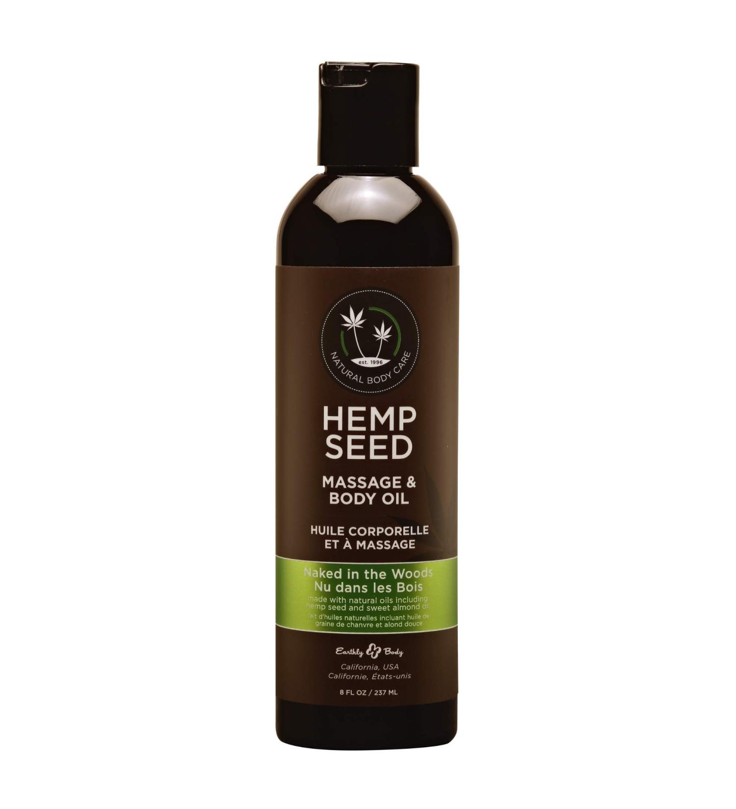 Hemp Seed Massage & Body Oil - Nourishing & Moisturizing | Vegan Cruelty-Free | Naked In The Woods - 8 fl. oz - Buy Online on GoSupps.com
