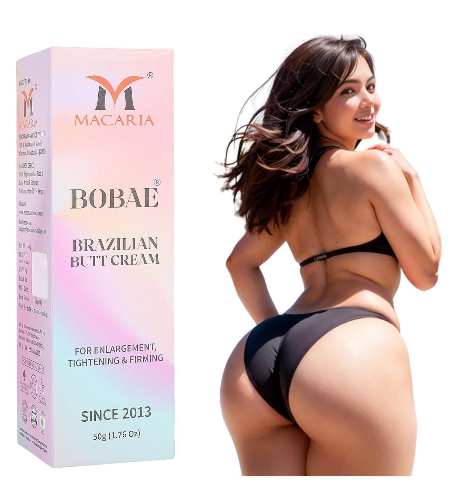 MACARIA Bobae Brazilian Butt Cream | Booty Tightening Shape & Size up Toning Cream Quick Growth Lifting & Firming Hips Enhancement Gel for bigger bum for Women enlargement cream for quick growth - Buy Online on GoSupps.com