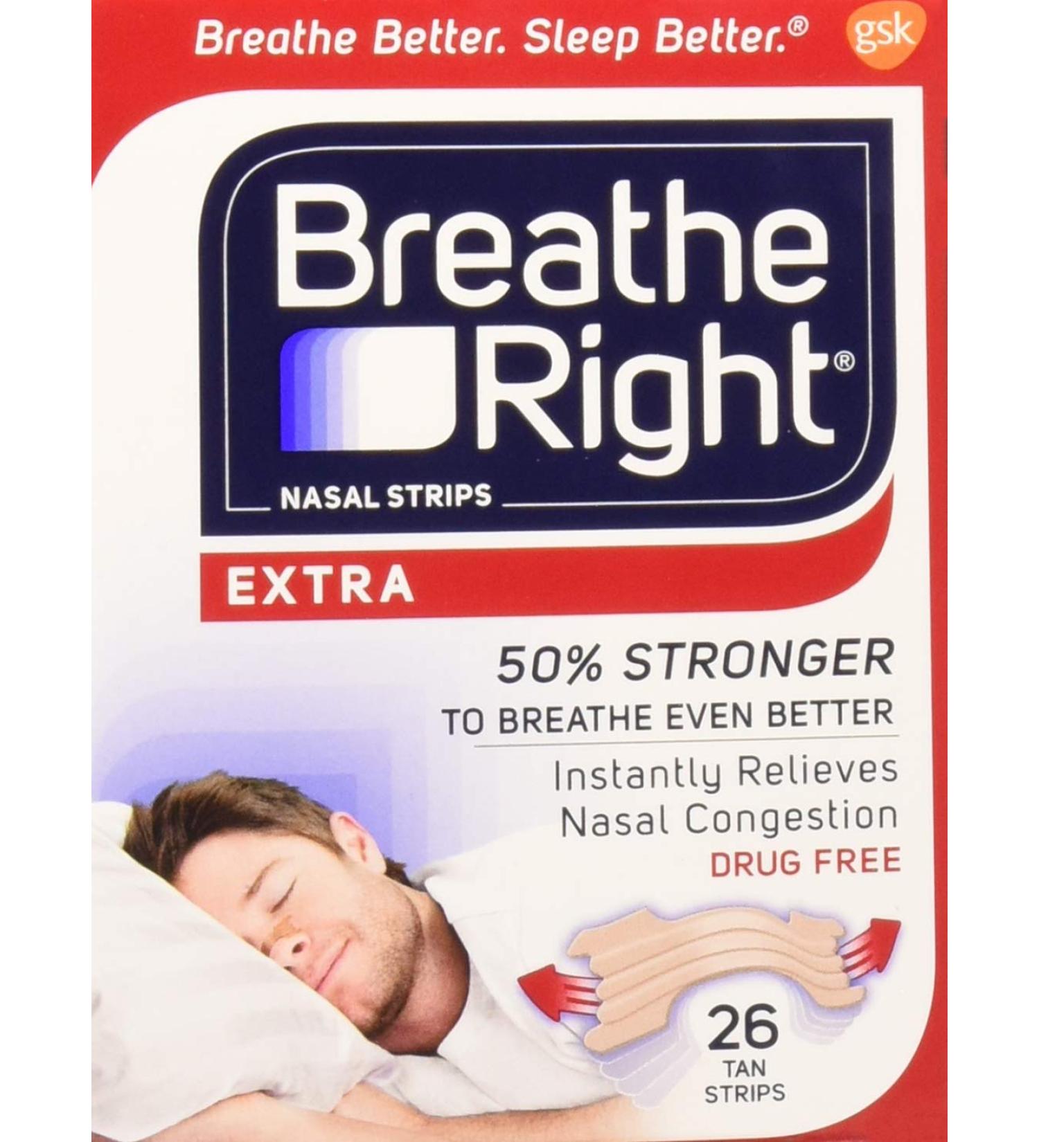 Breathe Right Nasal Strips Extra 26 Count - Pack of 2 | Relieve Congestion Now - Buy Online on GoSupps.com