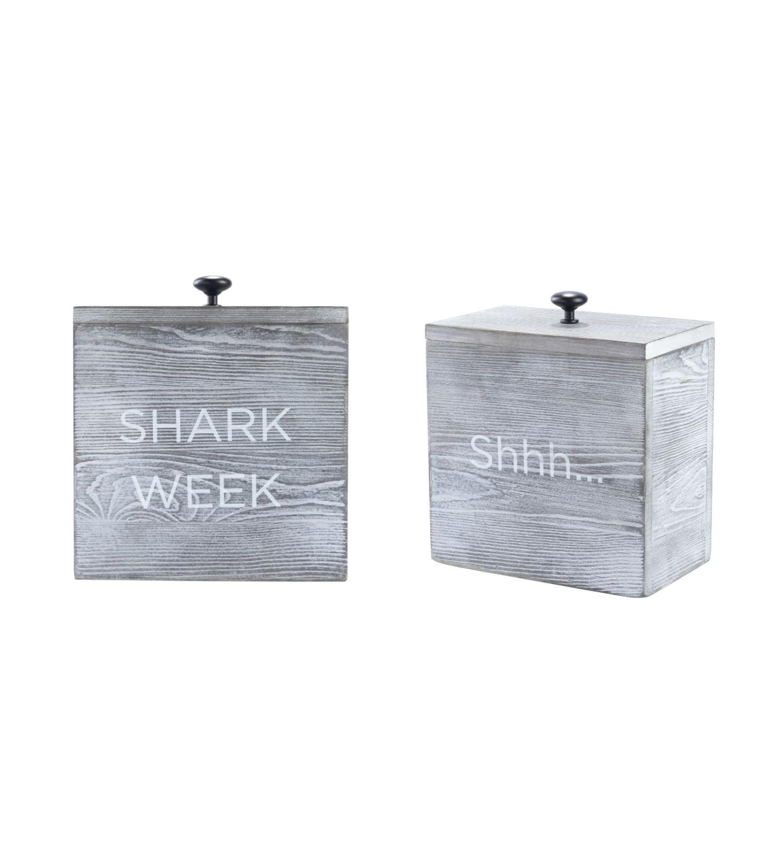 Gofika Tampon Holder for Bathroom | Rustic Real Wood Feminine Product Organizer | Stylish Gray Storage Box with Lid for Girls - Buy Online on GoSupps.com
