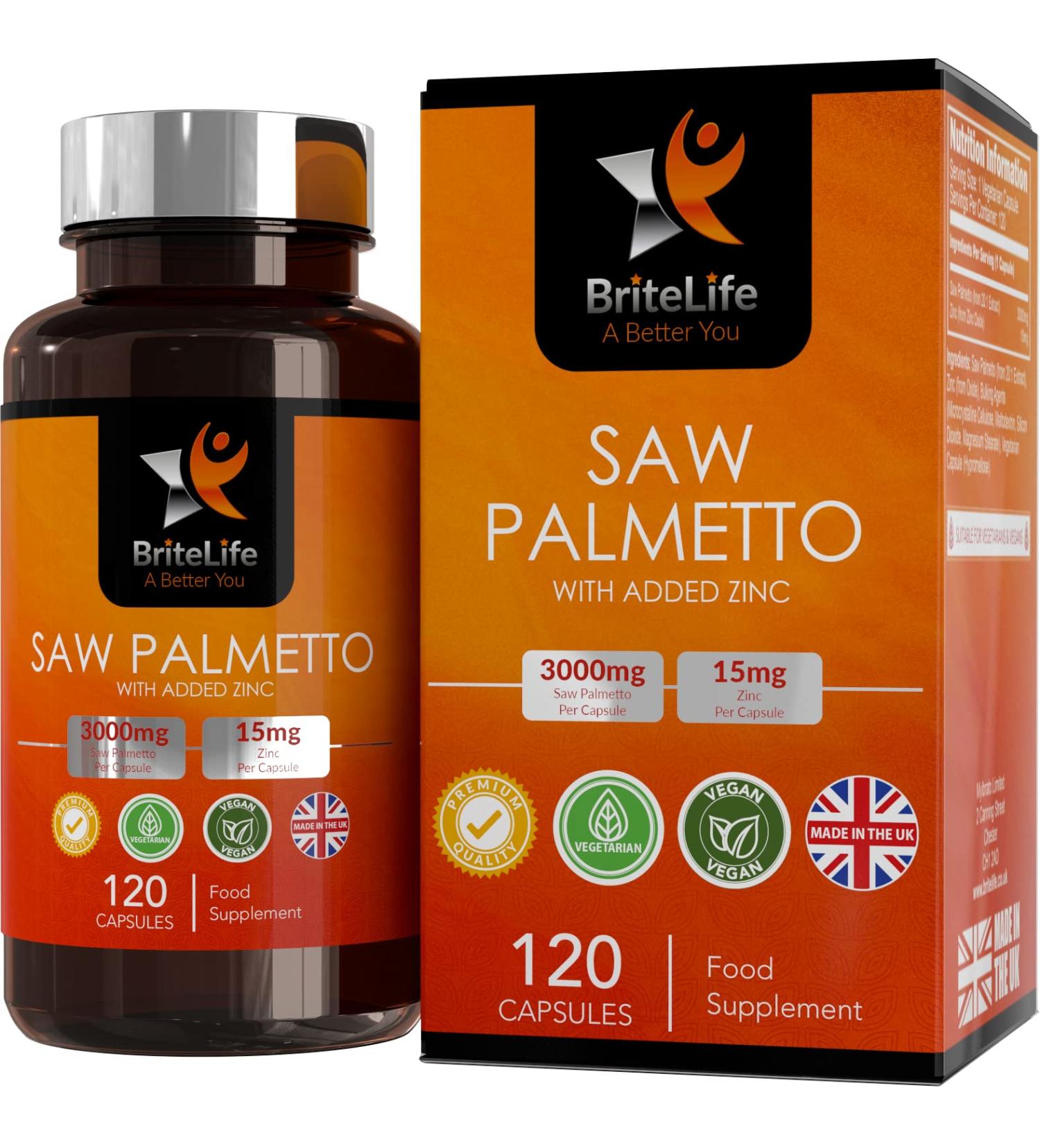 BL Saw Palmetto 3000mg High-Dose Capsules | 120 Prostate Tablets | Vegan Gluten & Allergen Free | Zinc-Enriched Formula | ISO-Certified Quality - Buy Online on GoSupps.com