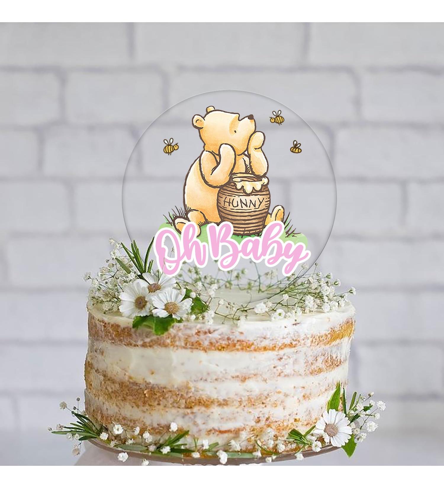 Winnie Pink Oh Baby Cake Topper for The Pooh Baby Shower Decorations Girls Acrylic 5inch Cake Toppers Cupcake Toppers - Buy Online on GoSupps.com