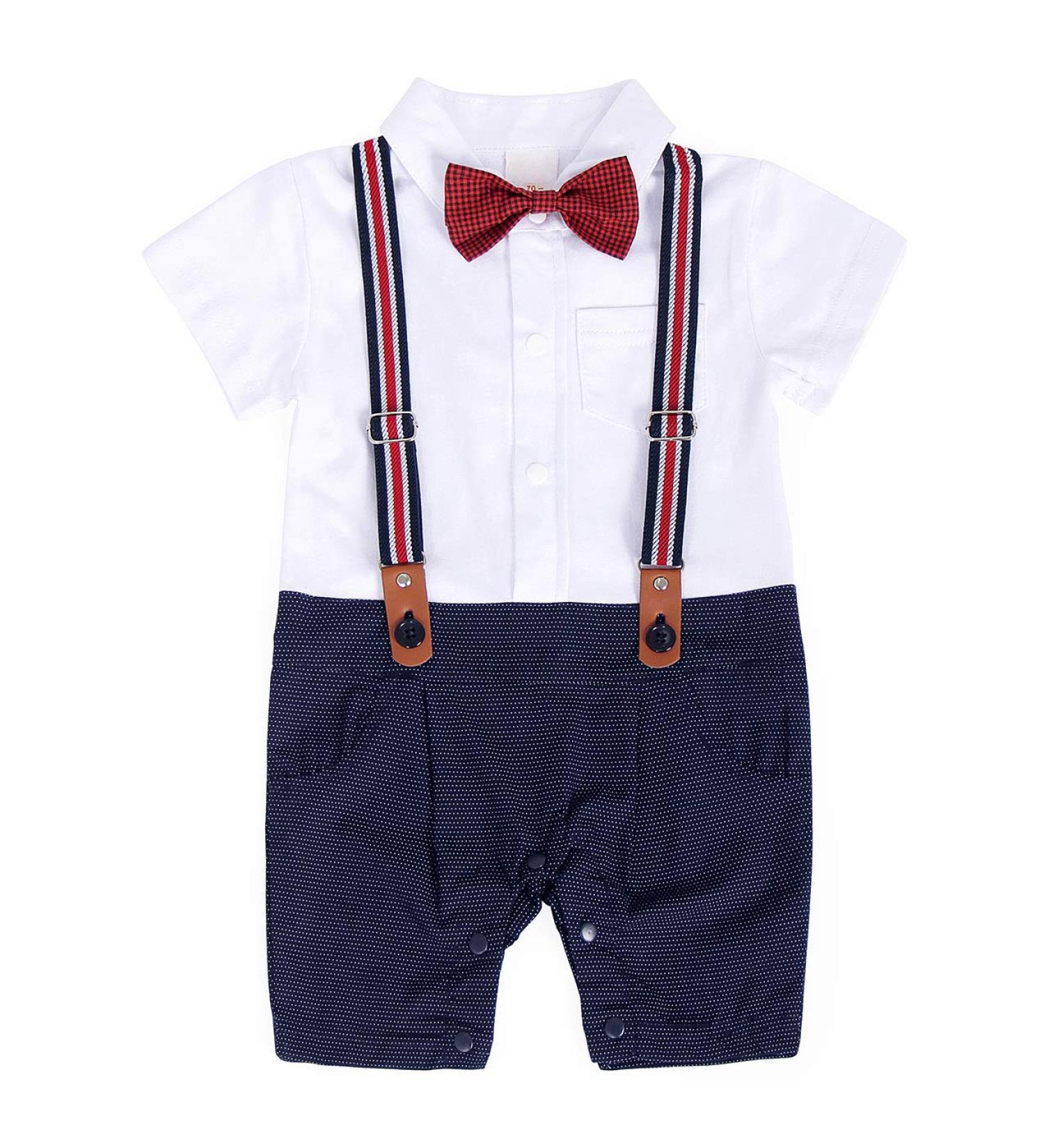 AmzBarley Baby Boys Tuxedo Rompers Suit with Bowtie - Black, 3-6 Months - Buy Online on GoSupps.com