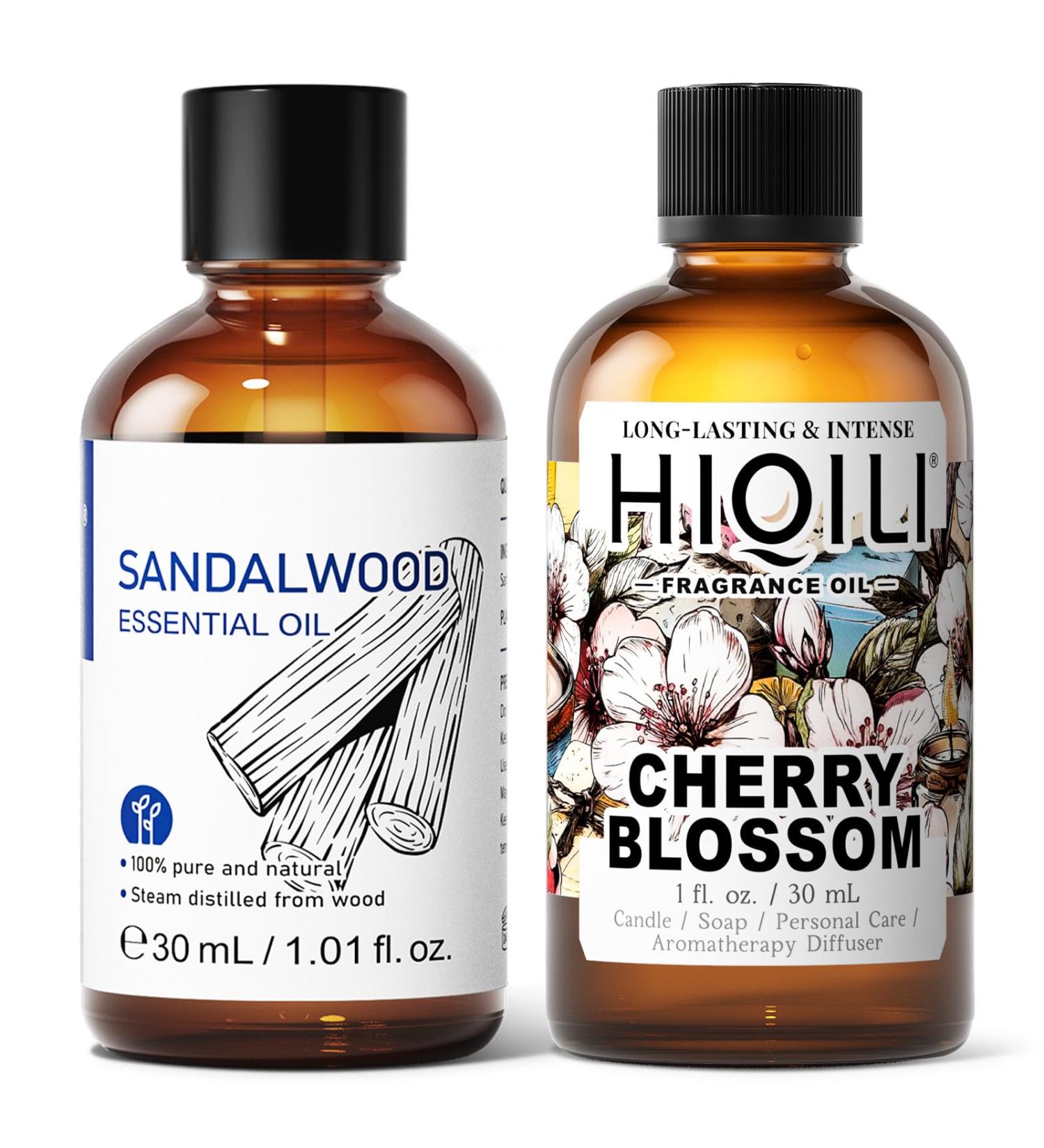 HIQILI 30ML Sandalwood Essential Oil & 30ML Cherry Blossom Fragrance Oil for DIY Diffuser - Buy Online on GoSupps.com