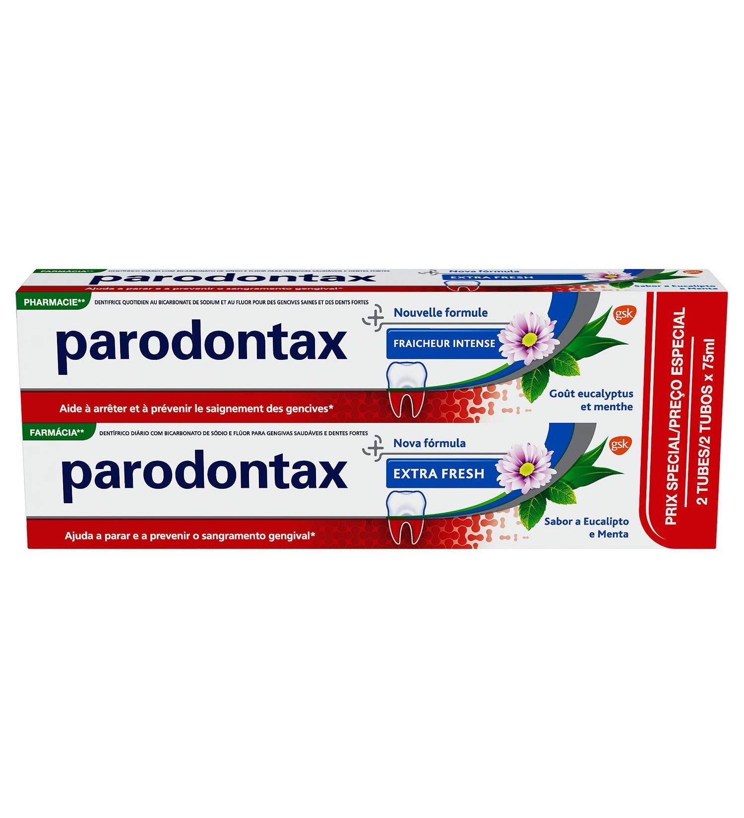 Parodontax Toothpaste Intensive Freshness - Relieves Tooth Sensitivity Extra Fresh - 2 x 75 ml for Optimal Oral Care - Buy Online on GoSupps.com