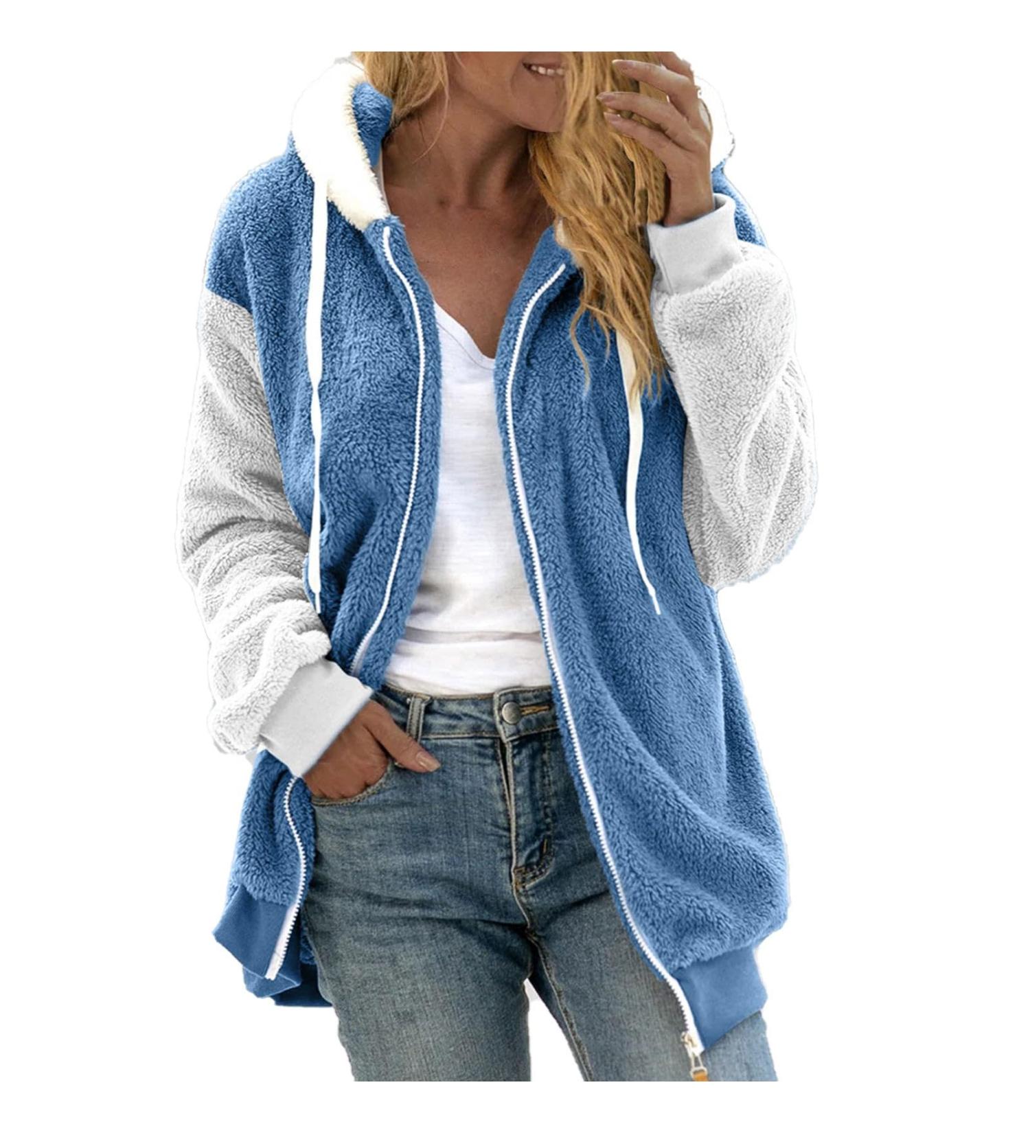 Hanxiulin Women's Fleece Plush Jacket - Warm Oversized Winter Zipper Coat in Multiple Colors - Buy Online on GoSupps.com
