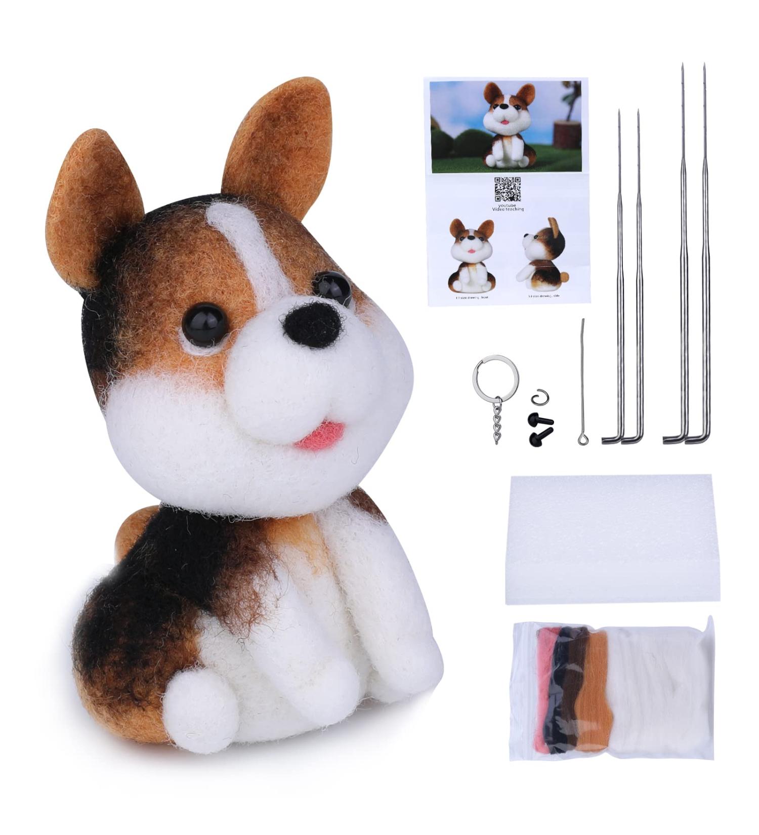 Dog Doll Needle Felting Kit - Animal Making Manual, Foam Mat, Supplies - Perfect Christmas Craft or Birthday Gift (Style 1) - Buy Online on GoSupps.com