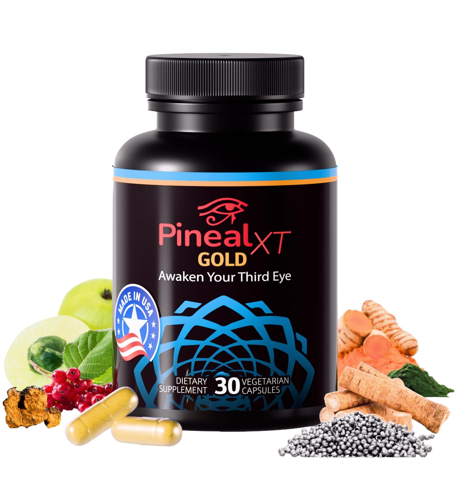 Pineal XT Gold - Pineal Gland Supplement - Third Eye Awakening - Focus and Memory Supplement for Brain - 7 Powerful Ingredients Decalcify Detox and Activate Your Pineal Gland 30 Count (Pack of 1) - Buy Online on GoSupps.com