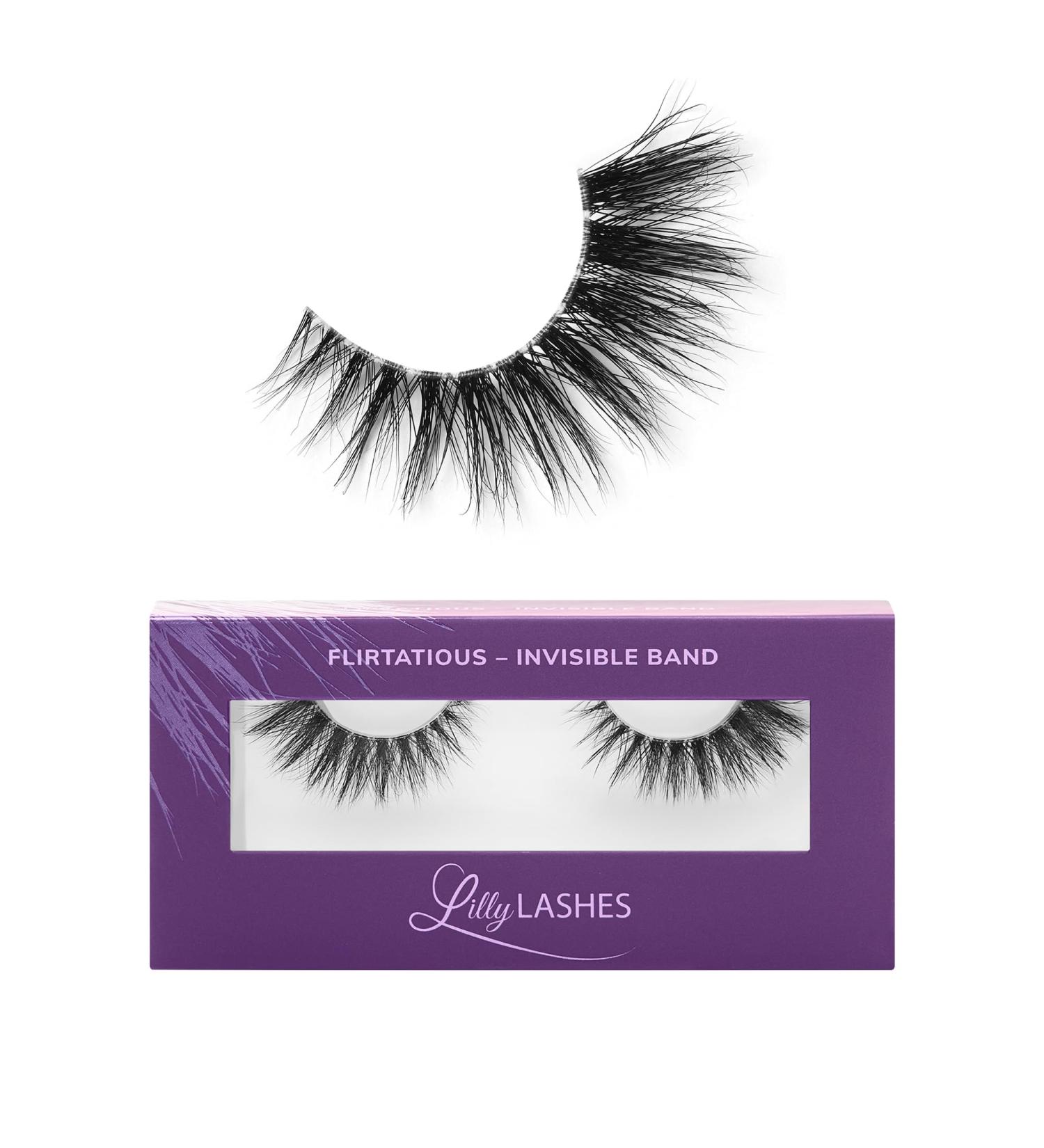 Lilly Lashes Sheer Band - Flirtatious 15mm Mink False Eyelashes | Volume & Flare Invisible Band Reusable | International Shipping Available - Buy Online on GoSupps.com