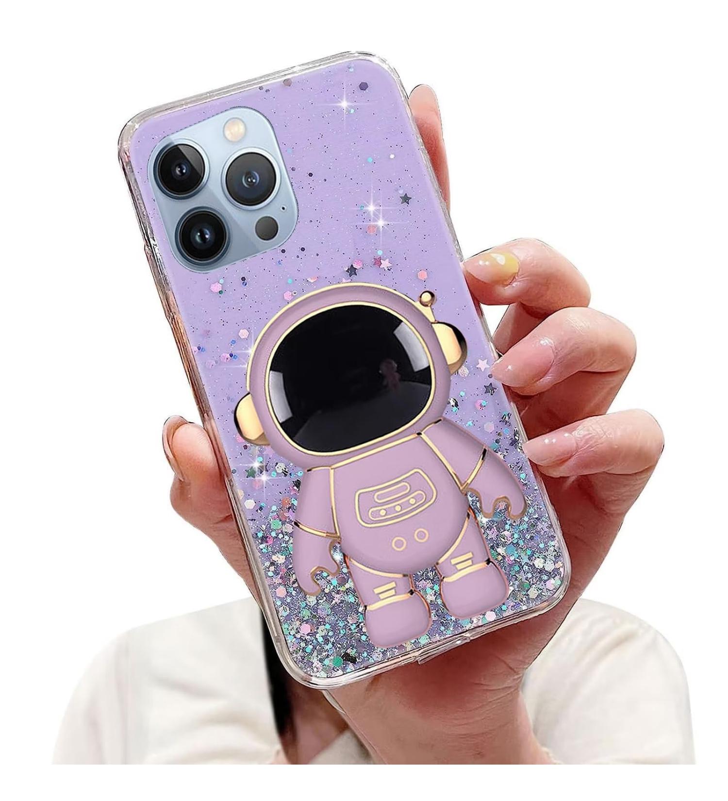 Buy Tivenfezk Nadoli iPhone 13 Pro Max Astronaut Hidden Stand Shell - Glitter Soft Silicone Bling Protective Cover in Purple | International Shipping - Buy Online on GoSupps.com