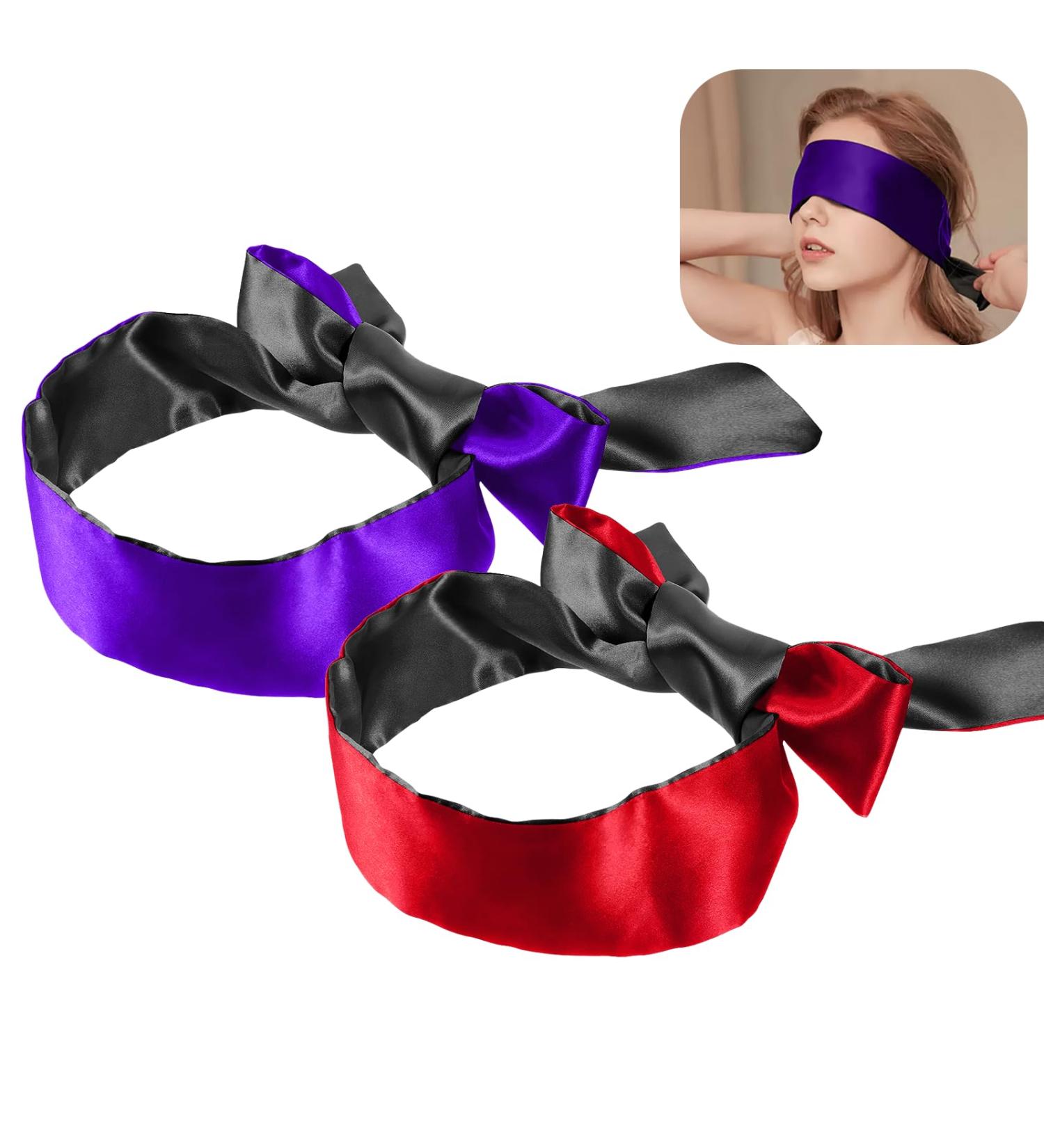 Buy Satin Eye Mask for Women - Adjustable Sleep Blindfold for Parties & Relaxation (Red & Purple - Buy Online on GoSupps.com