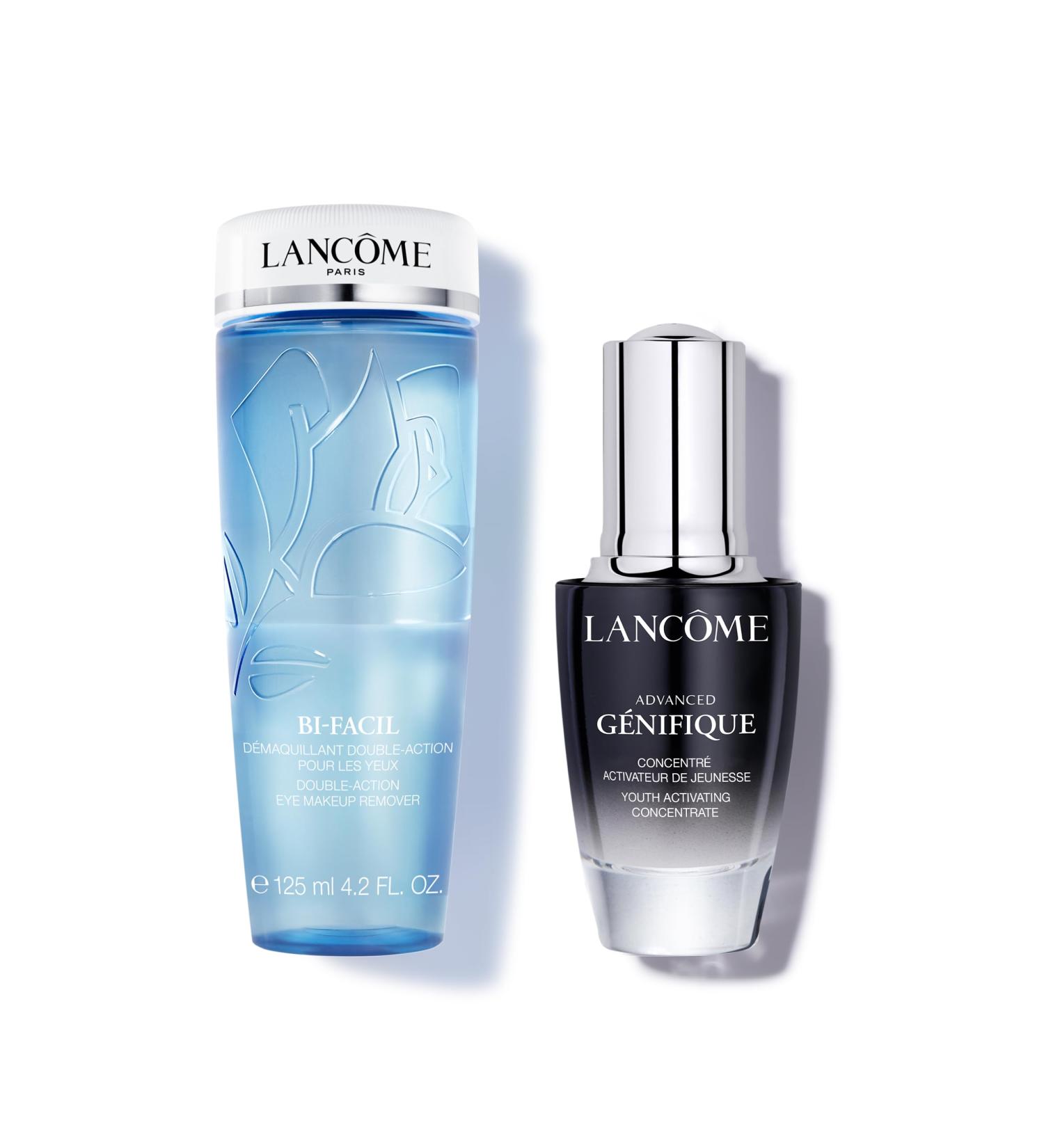 Lanc me Essentials Skincare Routine Duo - Bi-Facil Double Action Eye Makeup Remover 4.4 Fl Oz & G nifique Radiance Boosting Anti-Aging Face Serum 0.67 Fl Oz - Buy Online on GoSupps.com