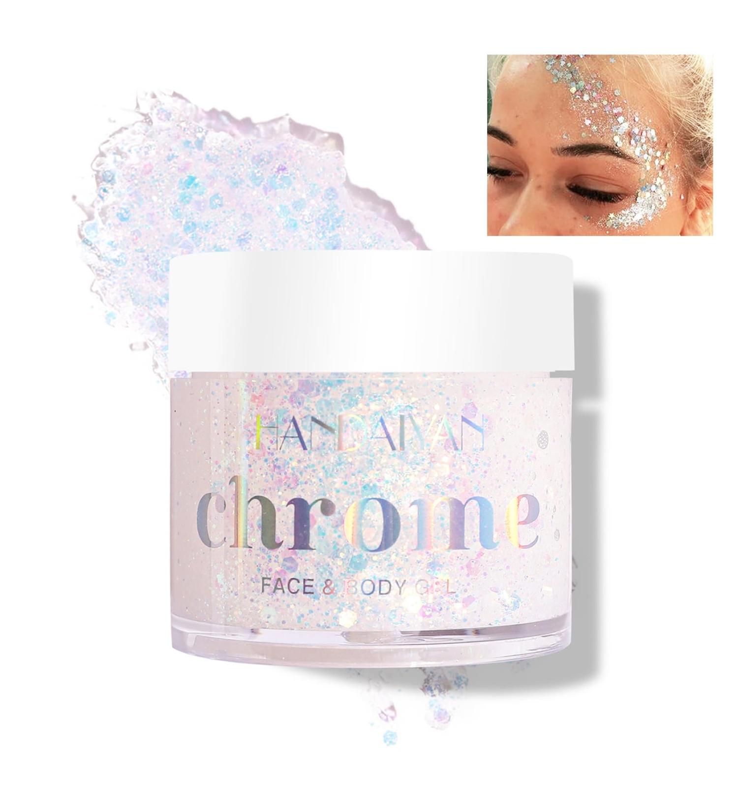 Body Glitter Gel | Natural Soft Shiny Makeup | Long Lasting Face & Hair Glitter | Lightweight Liquid Eyeshadow - 01# White - Buy Online on GoSupps.com