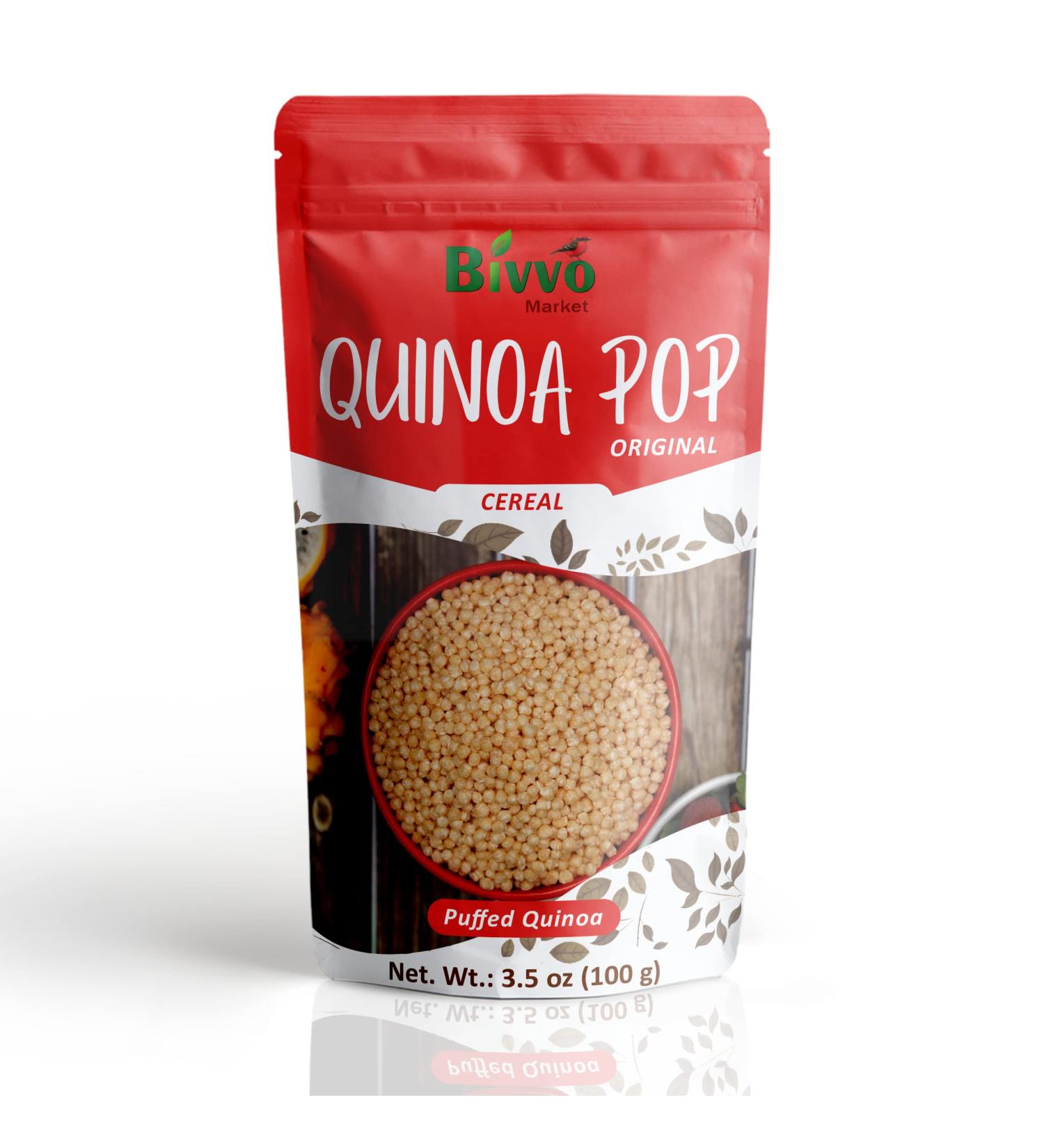 Bivvo Market Original Quinoa Puffs - Superfood Snack Rich in Vitamins, Minerals, and Fibers - Buy Online on GoSupps.com
