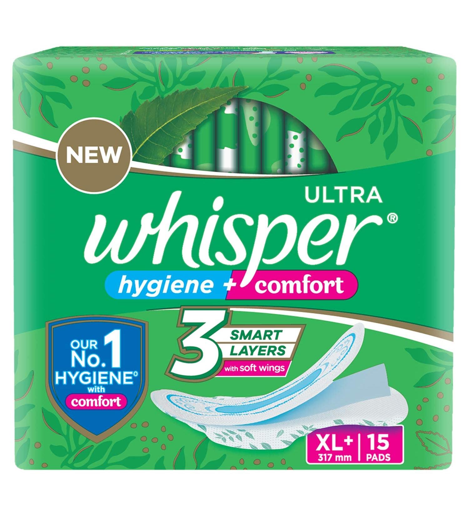 Whisper Ultra Sanitary Pads with Wings - 15 Pieces XL Plus - Buy Online on GoSupps.com