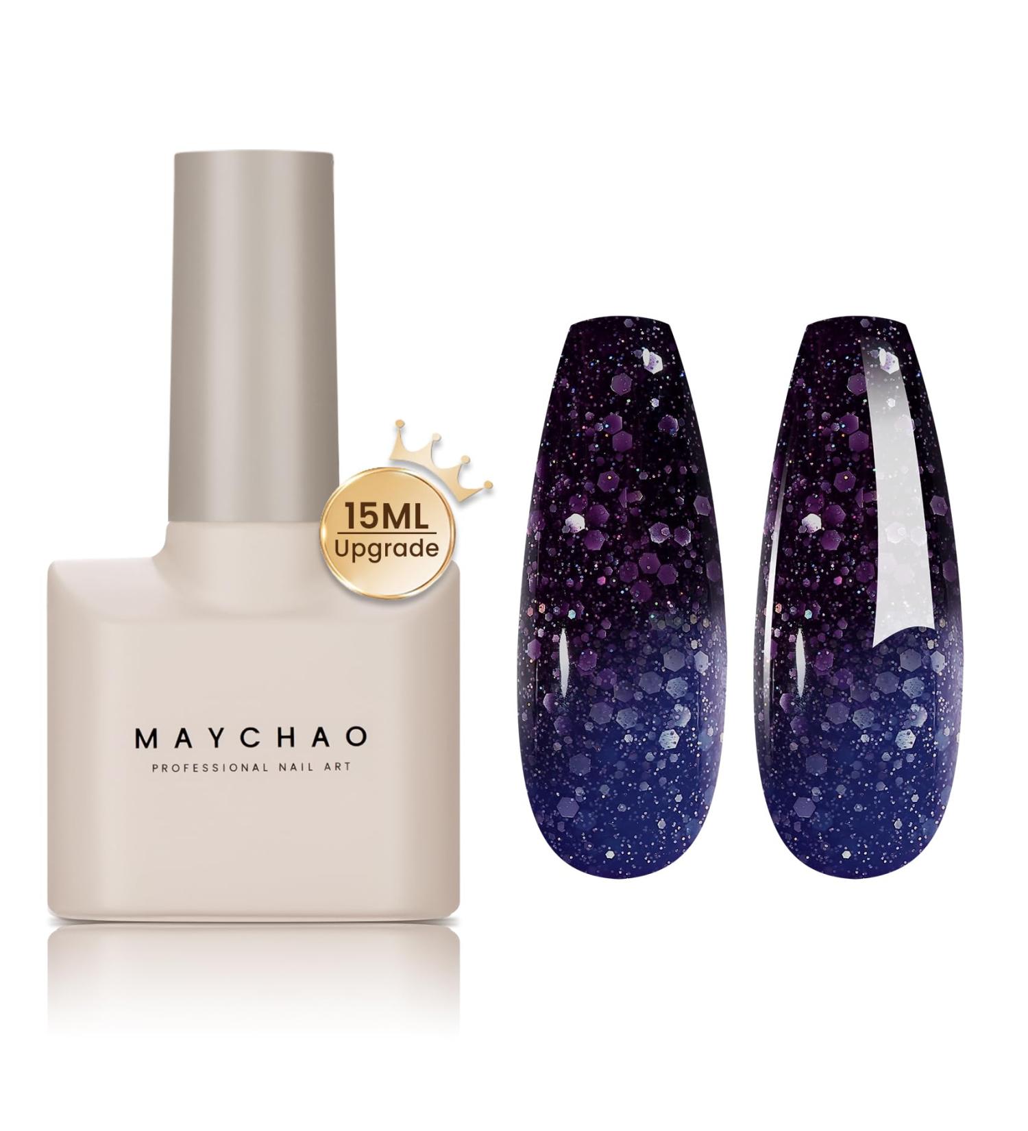 MAYCHAO Color Changing Gel Nail Polish Cyan-Purple Temperature Change Gel Polish Soak Off Nail Lamp Nail Art Manicure Salon DIY at Home Purple-18 - Buy Online on GoSupps.com