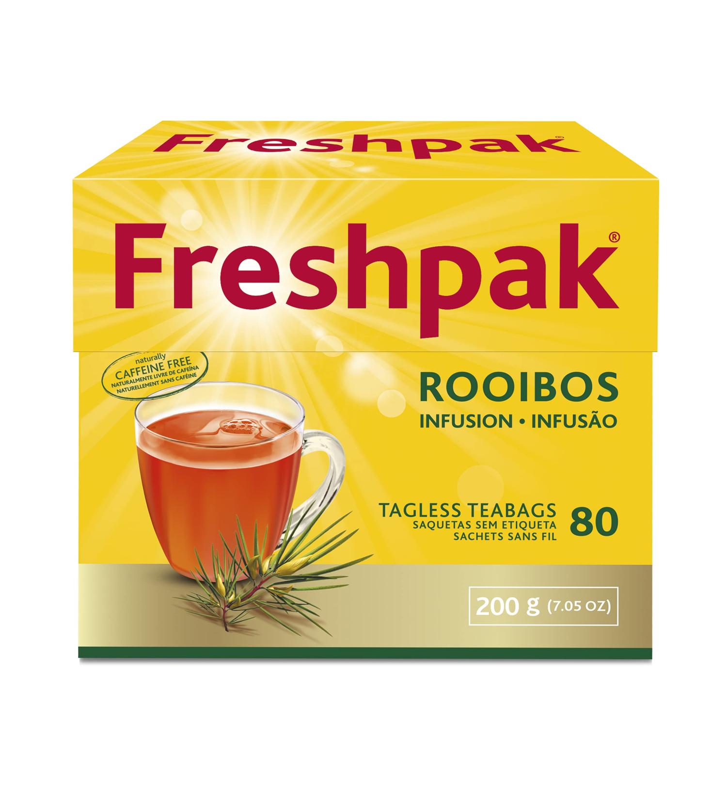 Freshpak Rooibos Tea 80 Tagless Teabags - Natural Premium Rooibos from South Africa | Caffeine-Free | Keto Friendly | Non-GMO - Buy Online on GoSupps.com
