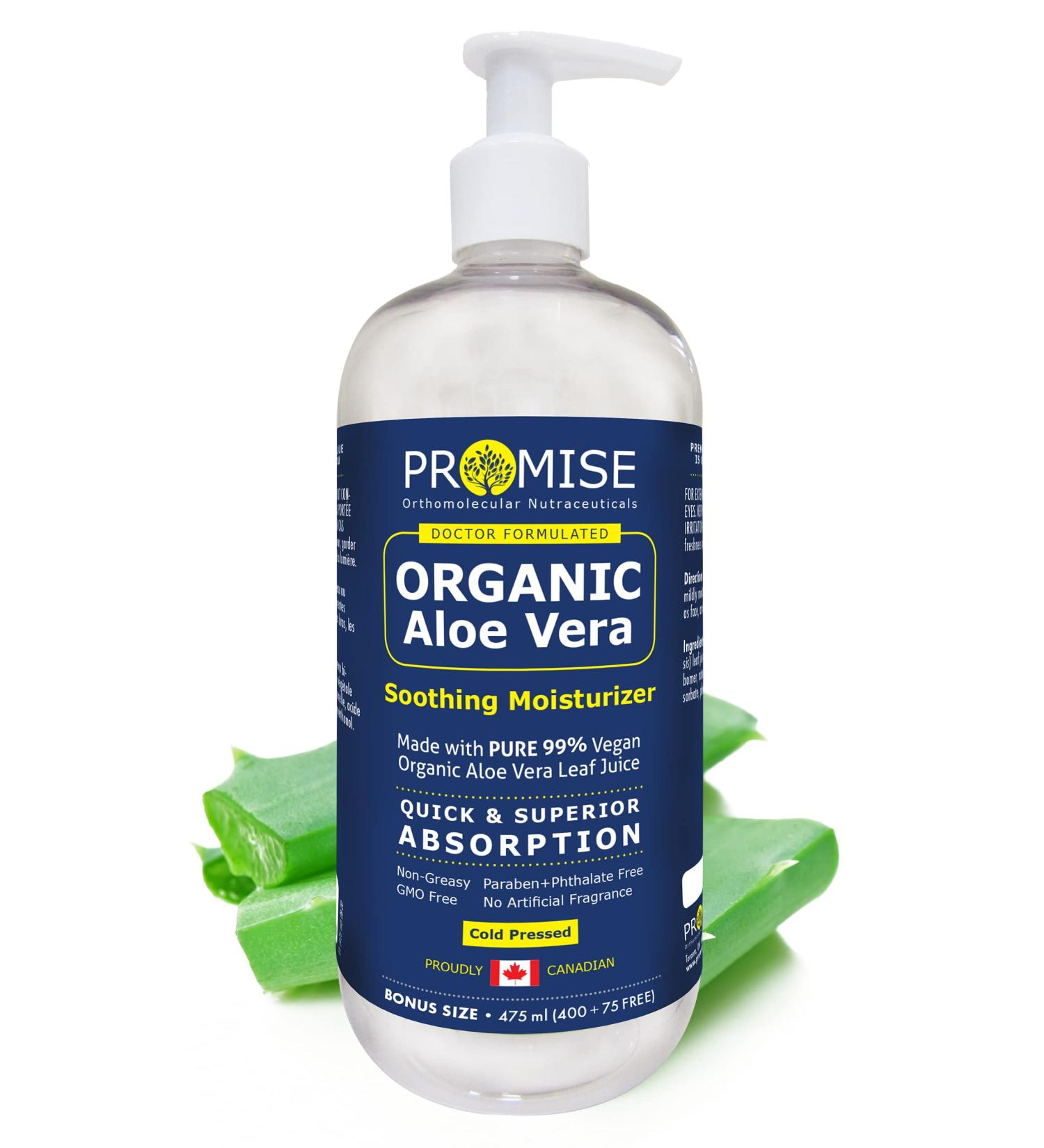 Promise Organic Aloe Vera Gel for Face Hair and Skin FAMILY SIZE 475 ML- Pure Aloe Vera Juice for Moisturizing Skincare After Sun Lotion for Sunburn Relief Keep Skin Healthy and Hydrated all Year Long 475 ml (Pack of 1) - Buy Online on GoSupps.com