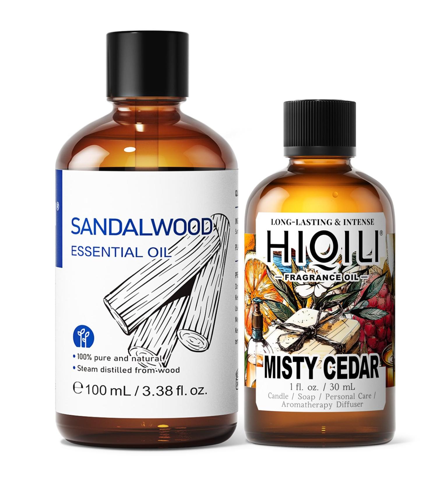 HIQILI 100ML Sandalwood Essential Oil & 30ML Misty Cedar Fragrance Oil for DIY Diffuser - Buy Online on GoSupps.com