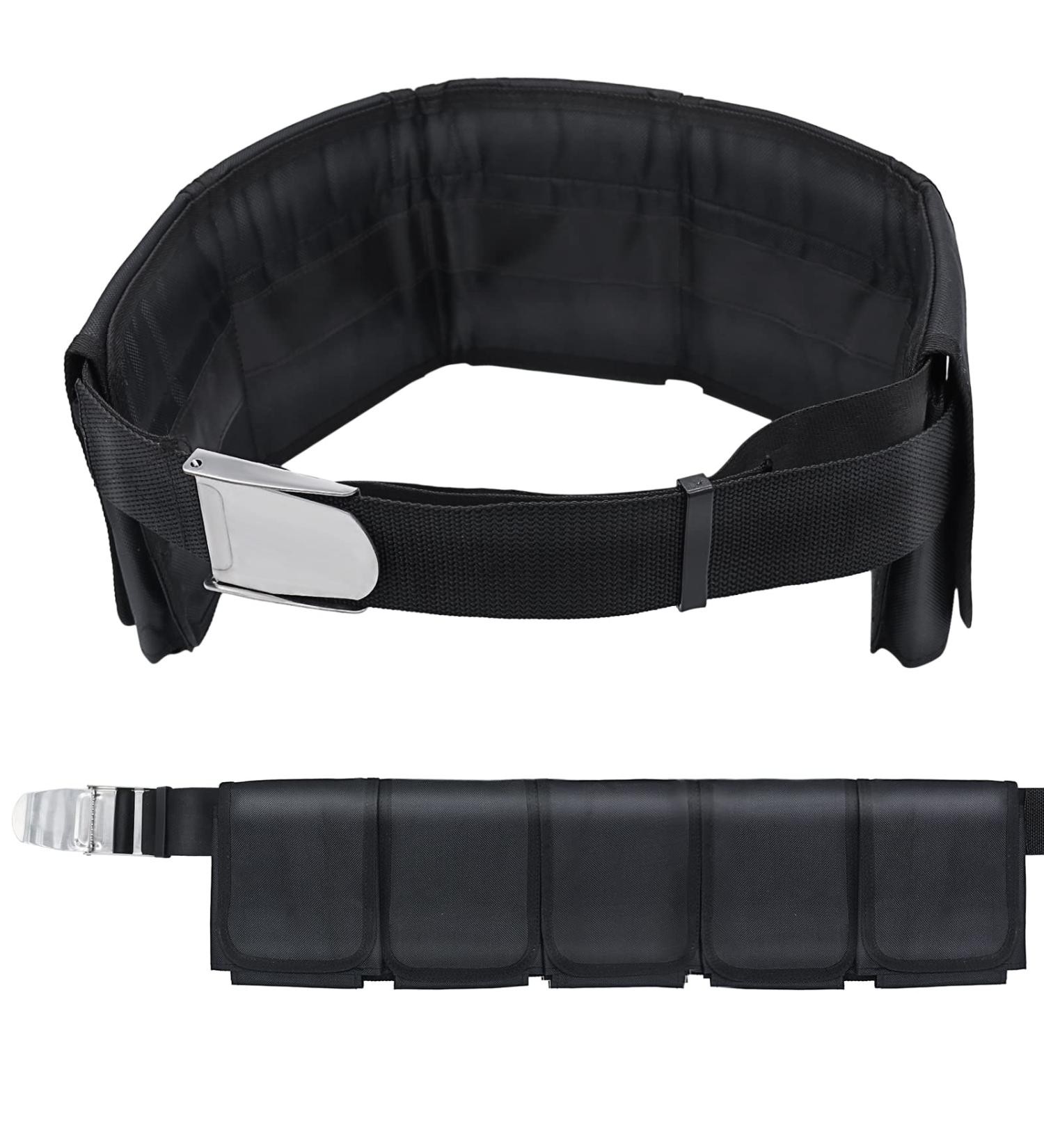 Adjustable Scuba Weight Belt with 5 Pockets & Quick-Release Buckle - Black | Snorkeling & Diving Waist Belt for Waist 32-52 - Buy Online on GoSupps.com