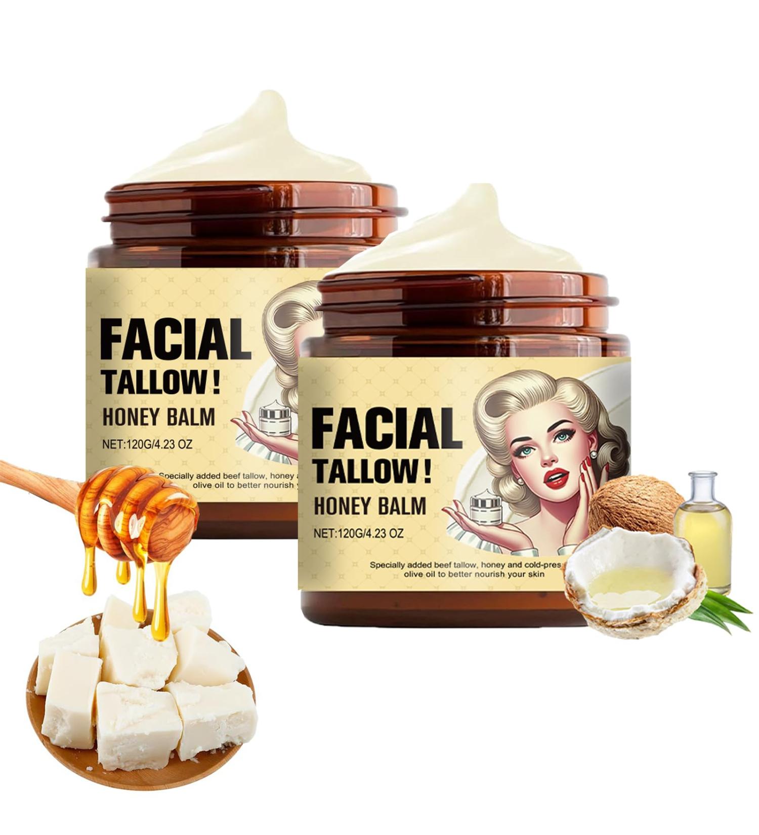 Grass Fed Tallow and Honey Balm - Nourishing Face & Body Cream - Whipped Natural Moisturizer (2 - Buy Online on GoSupps.com