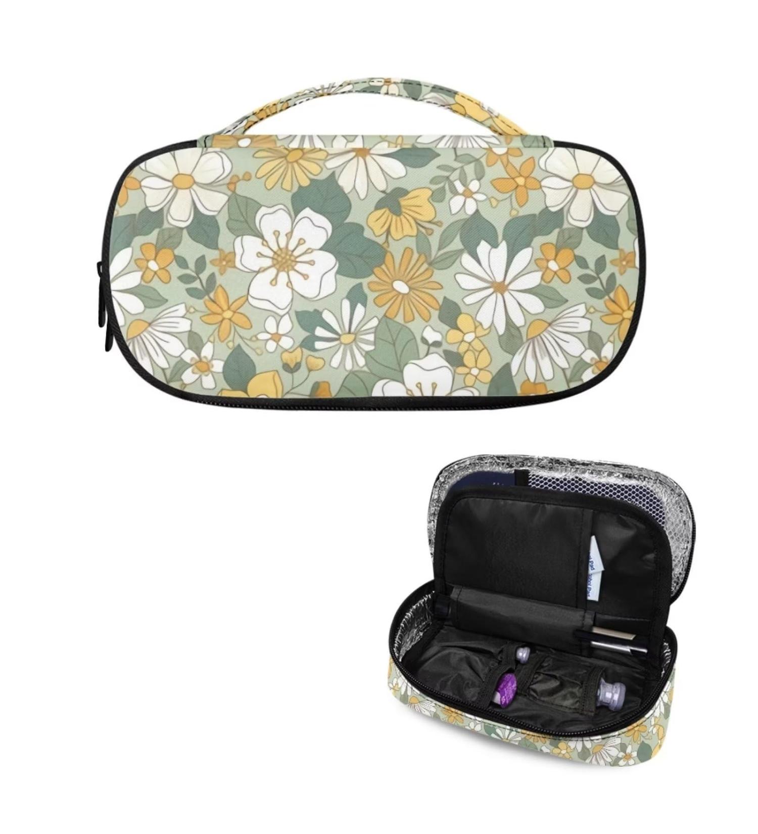 TODIYADDU Yellow Daisy Medicine Travel Cooler - Insulated Diabetic Pouch with Zipper for Daily & Travel Use - Buy Online on GoSupps.com