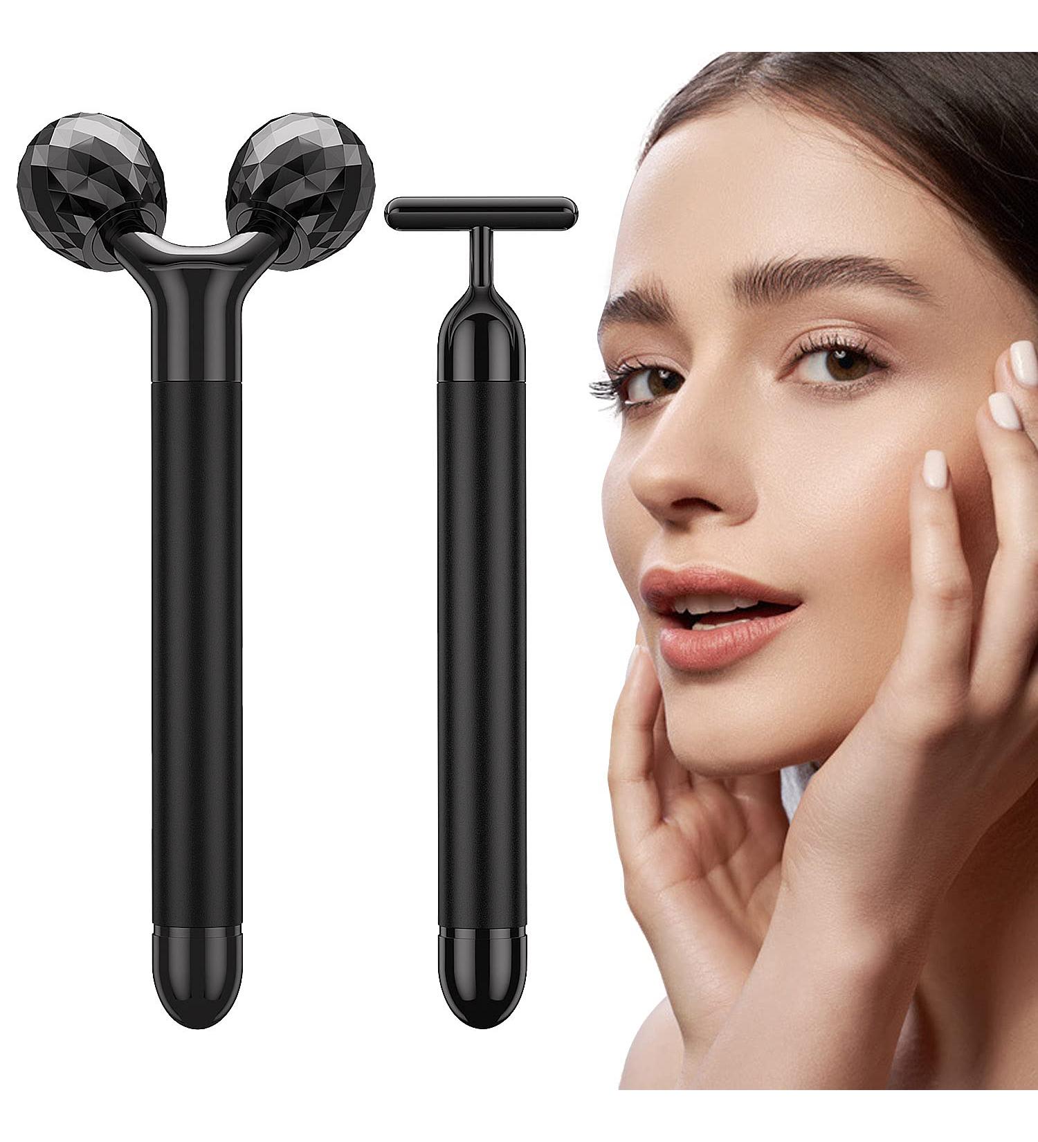 2 in 1 Electric Face Massager Kit - 3D Roller & T Shape Facial Tool Set for Skin Care - Buy Online on GoSupps.com