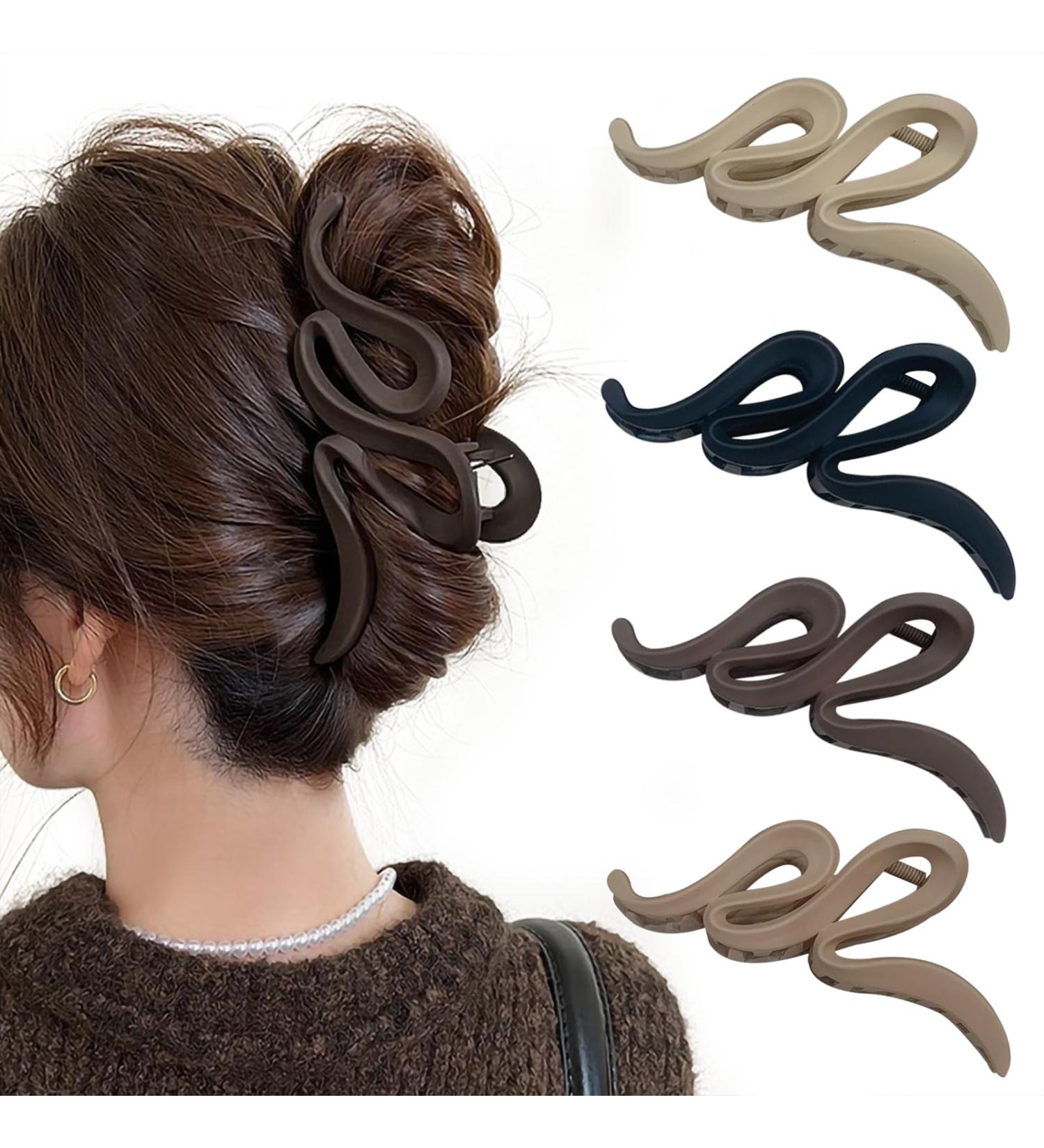 4-Piece Large Wave Hair Clips - 13cm Slip-Resistant Jaw Clips for Thick Hair | Stylish Hair Accessories for Women & Girls - Buy Online on GoSupps.com
