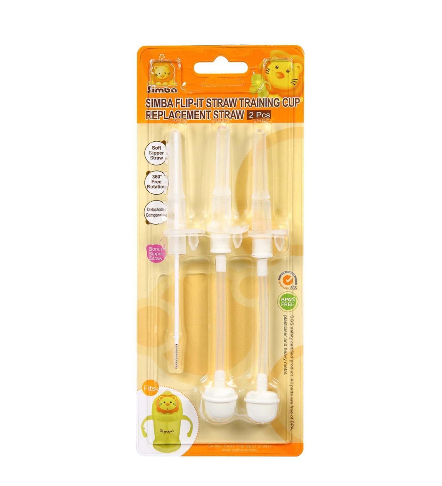 Simba Flip-It Training Cup 2 Piece Replacement Straw Set with Straw Brush  Translucent  8 Oz