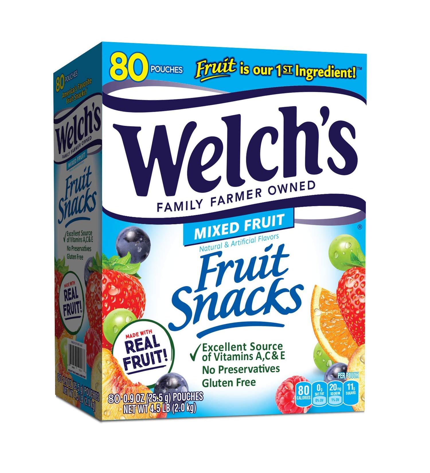 Welch's Mixed Fruit Fruit Snacks - Gluten Free Bulk Pack (80 Individual 0.9 oz Bags) - Buy Online on GoSupps.com