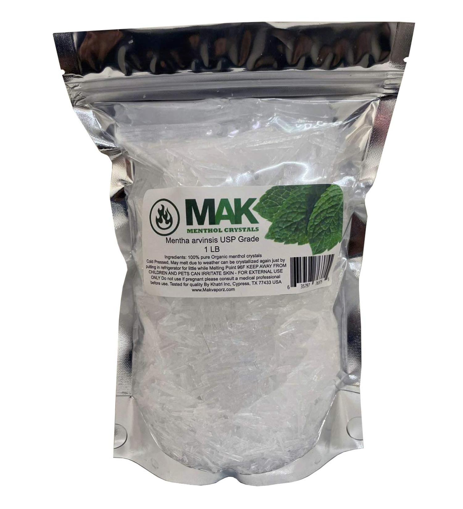 Menthol Crystals 100% Pure Organic Natural Spa Quality in 1 LB Resealable Bag