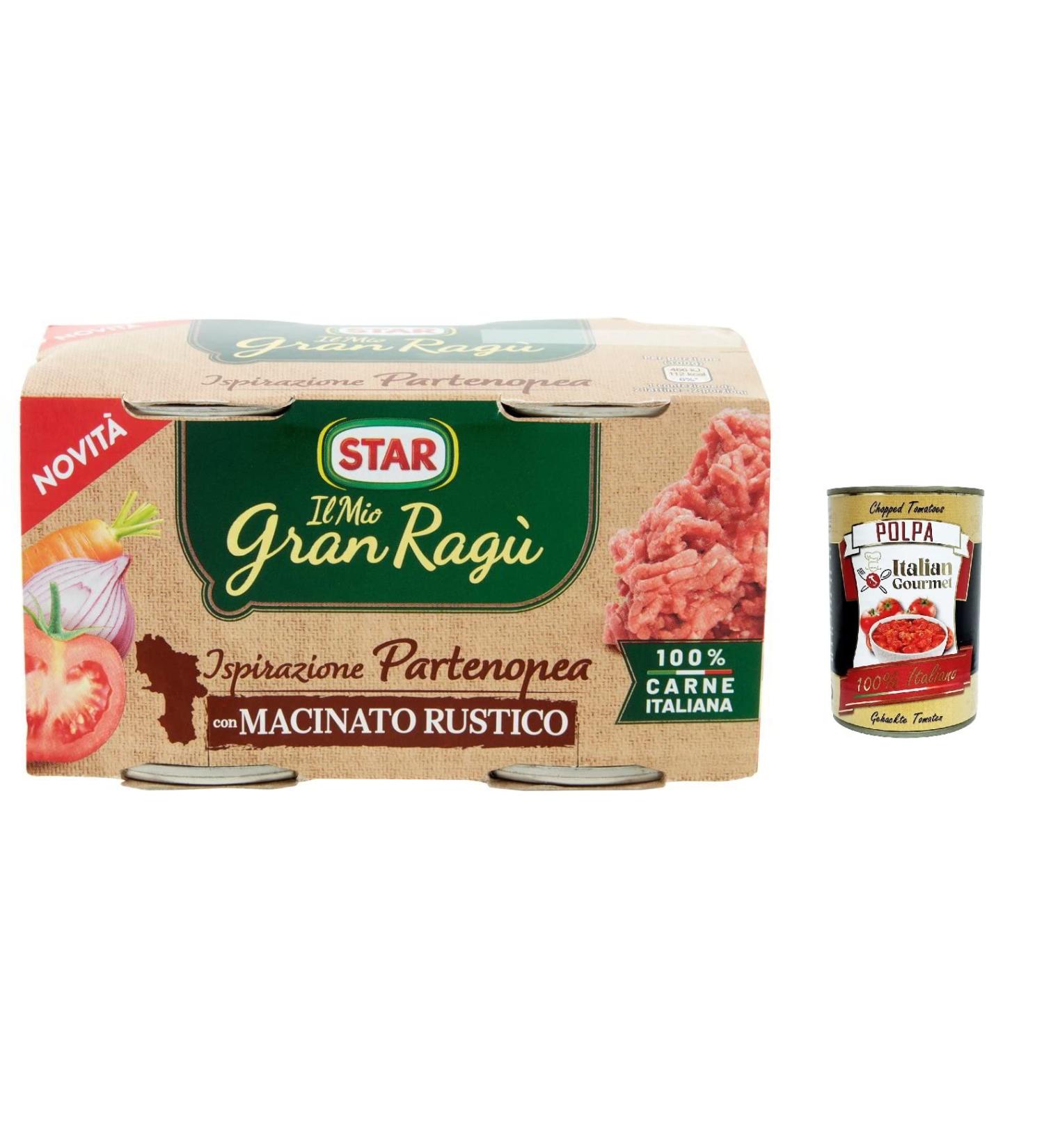  Italian Gourmet E.R. My Gran rag Star Neapolitan inspiration Lot de 12 sauce tomate avec fond rustique 2 x 100 g de sauce tomate + Italian Gourmet Polpa 400 g - Buy Online on GoSupps.com