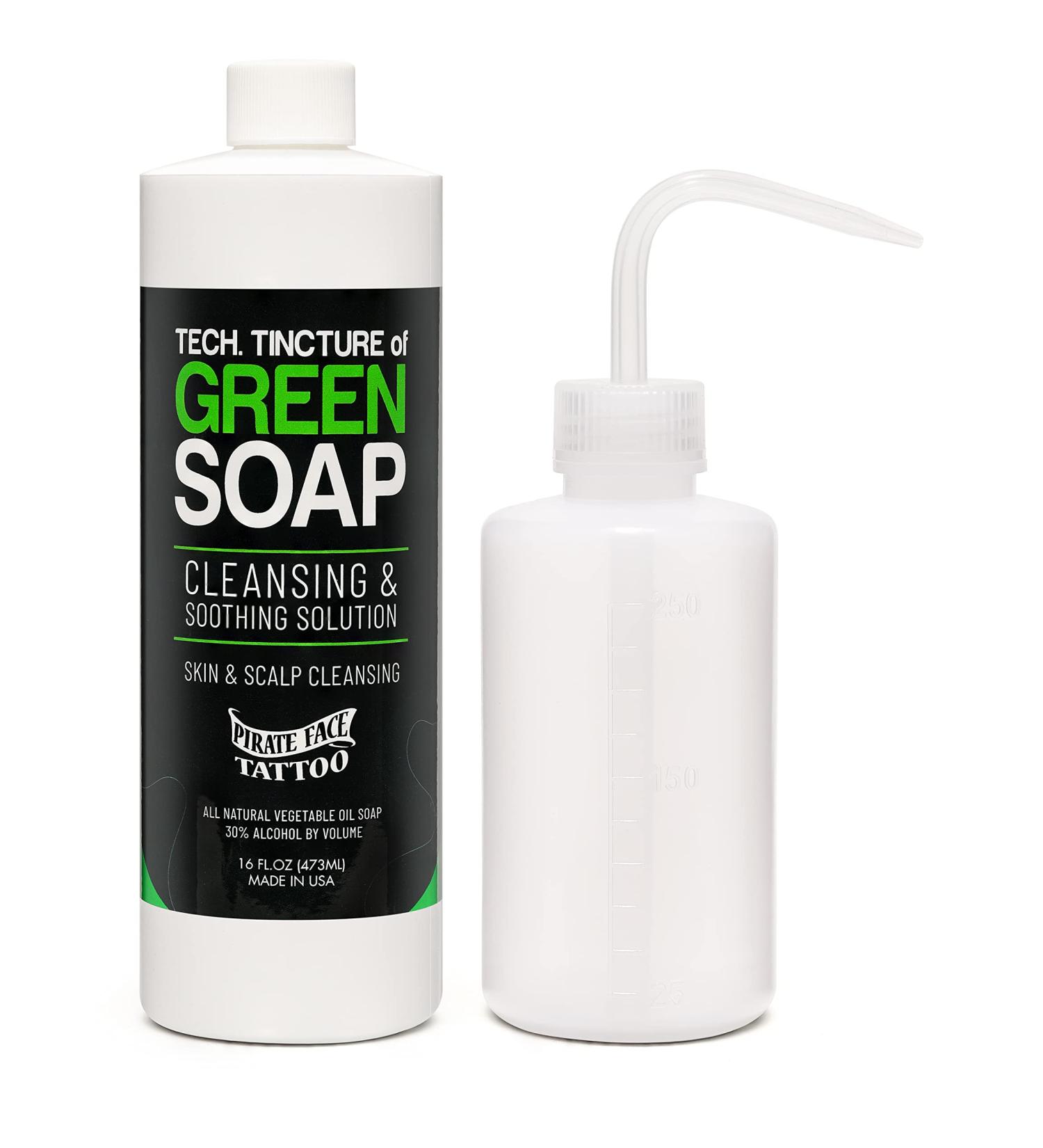 Pirate Face Tattoo Green Soap 16 Fl Oz + 8oz Squeeze Wash Bottle - Buy Online on GoSupps.com