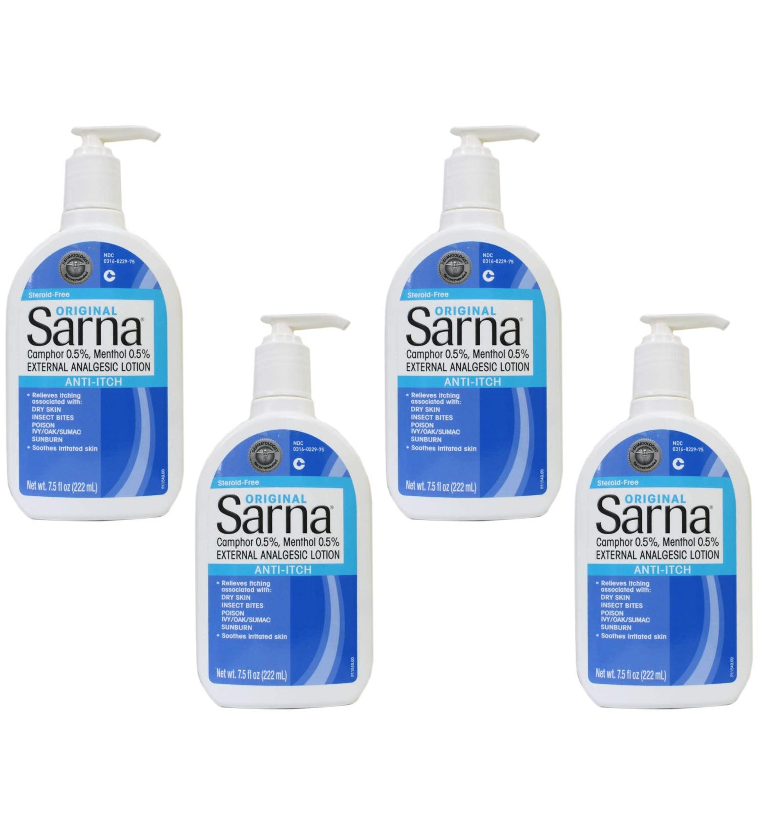 Sarna Anti-Itch Lotion Original 7.5 oz (Pack of 4) - Soothing Relief for Itchy Skin - Buy Online on GoSupps.com