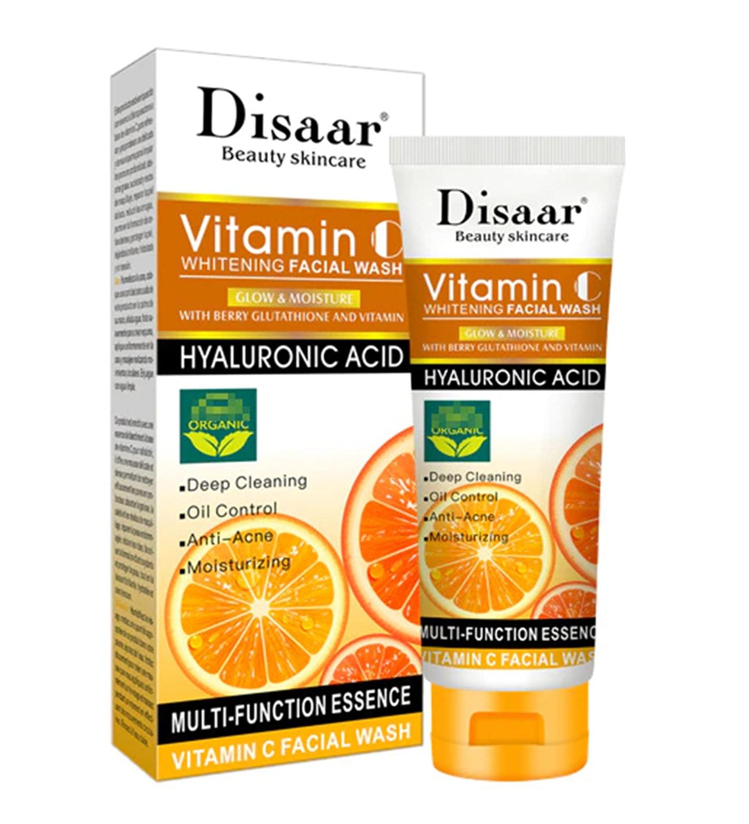 DISAAR Beauty Skincare Vitamin C Facial Wash Foam Hyaluronic Acid Berry Glutathione Moisturizing Cleaning Anti-Acne Oil Control Essence 100ml - Buy Online on GoSupps.com